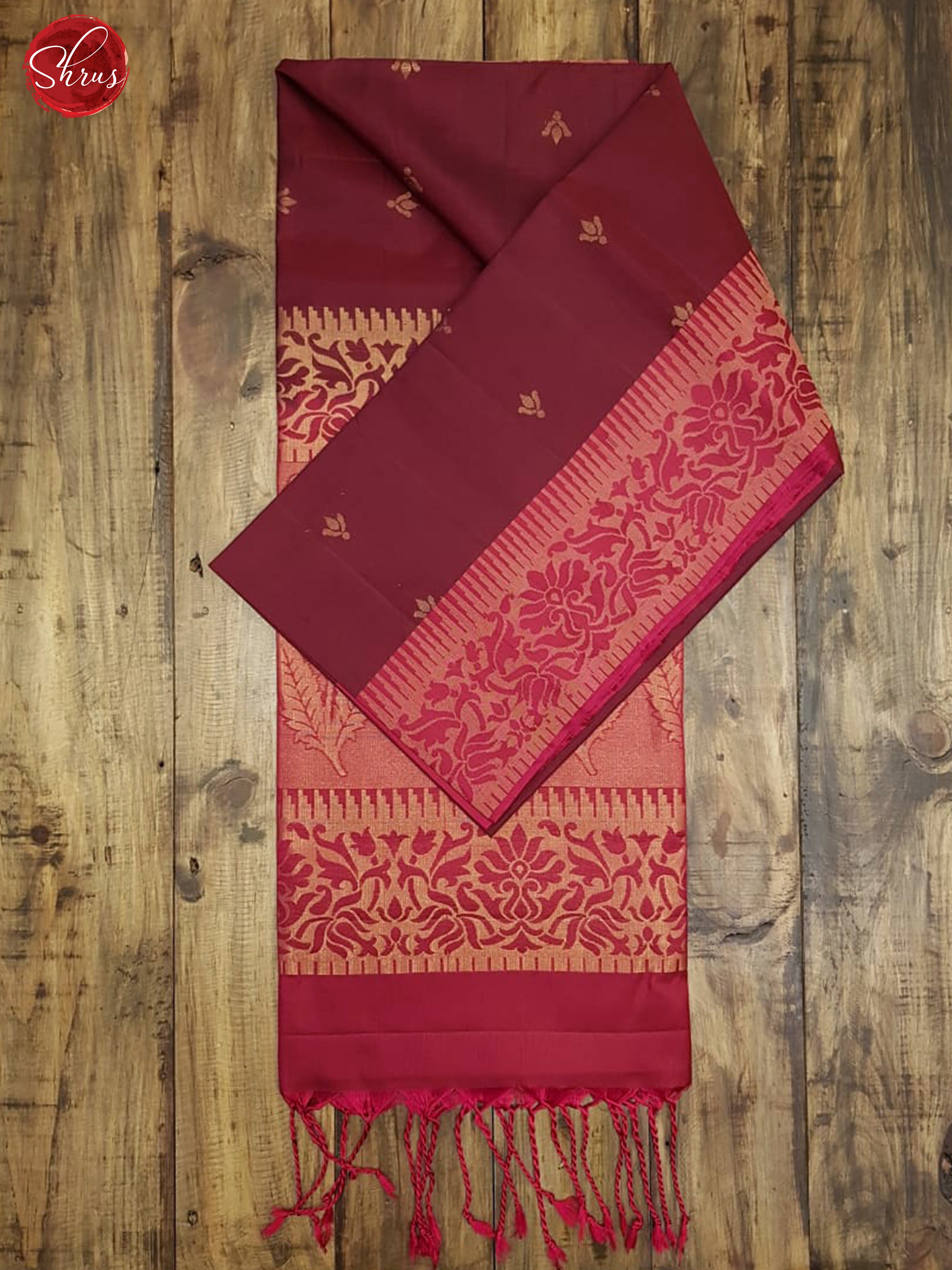 Maroon & Pink - Soft Silk with Border &  Gold zari - Shop on ShrusEternity.com