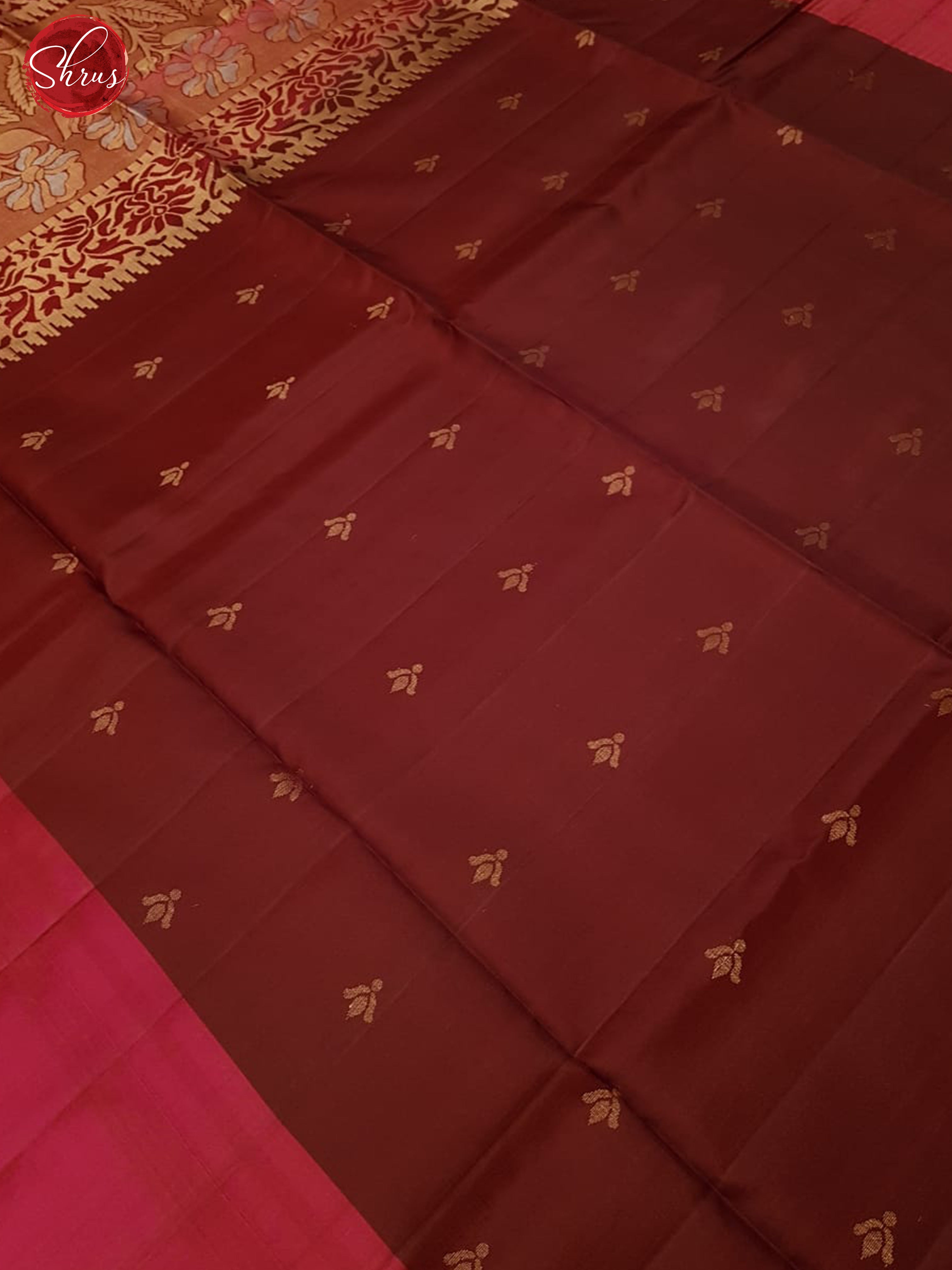 Maroon & Pink - Soft Silk with Border &  Gold zari - Shop on ShrusEternity.com