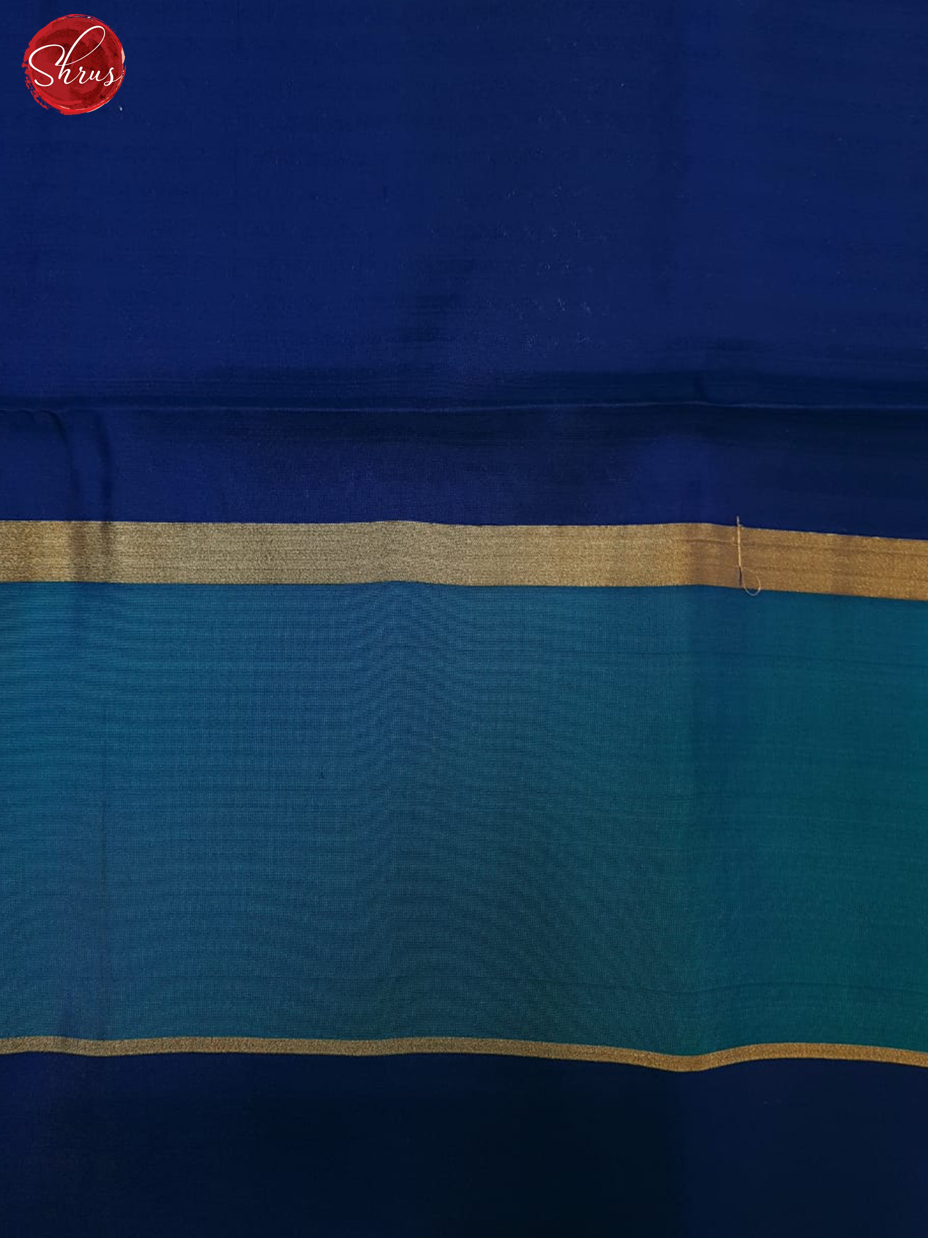 Orange & Blue -Soft Silk with Border & Gold Zari - Shop on ShrusEternity.com