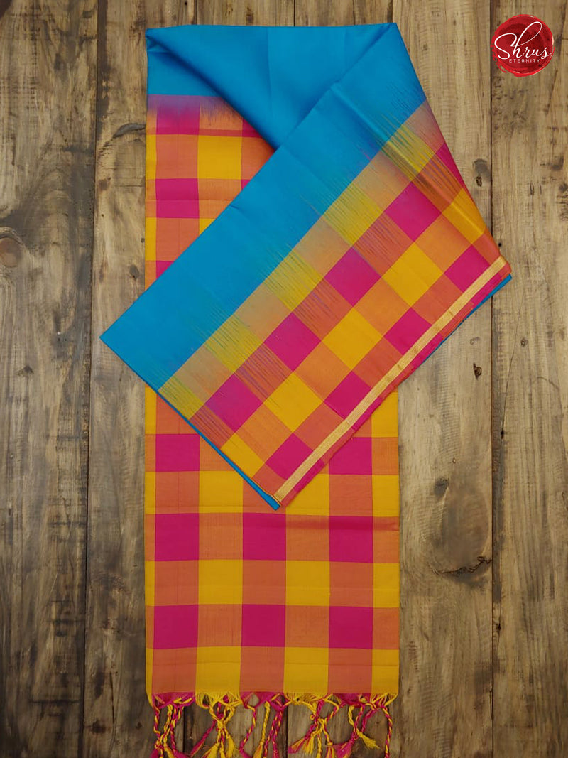 Blue & Multicolored Checks - Soft Silk - Shop on ShrusEternity.com