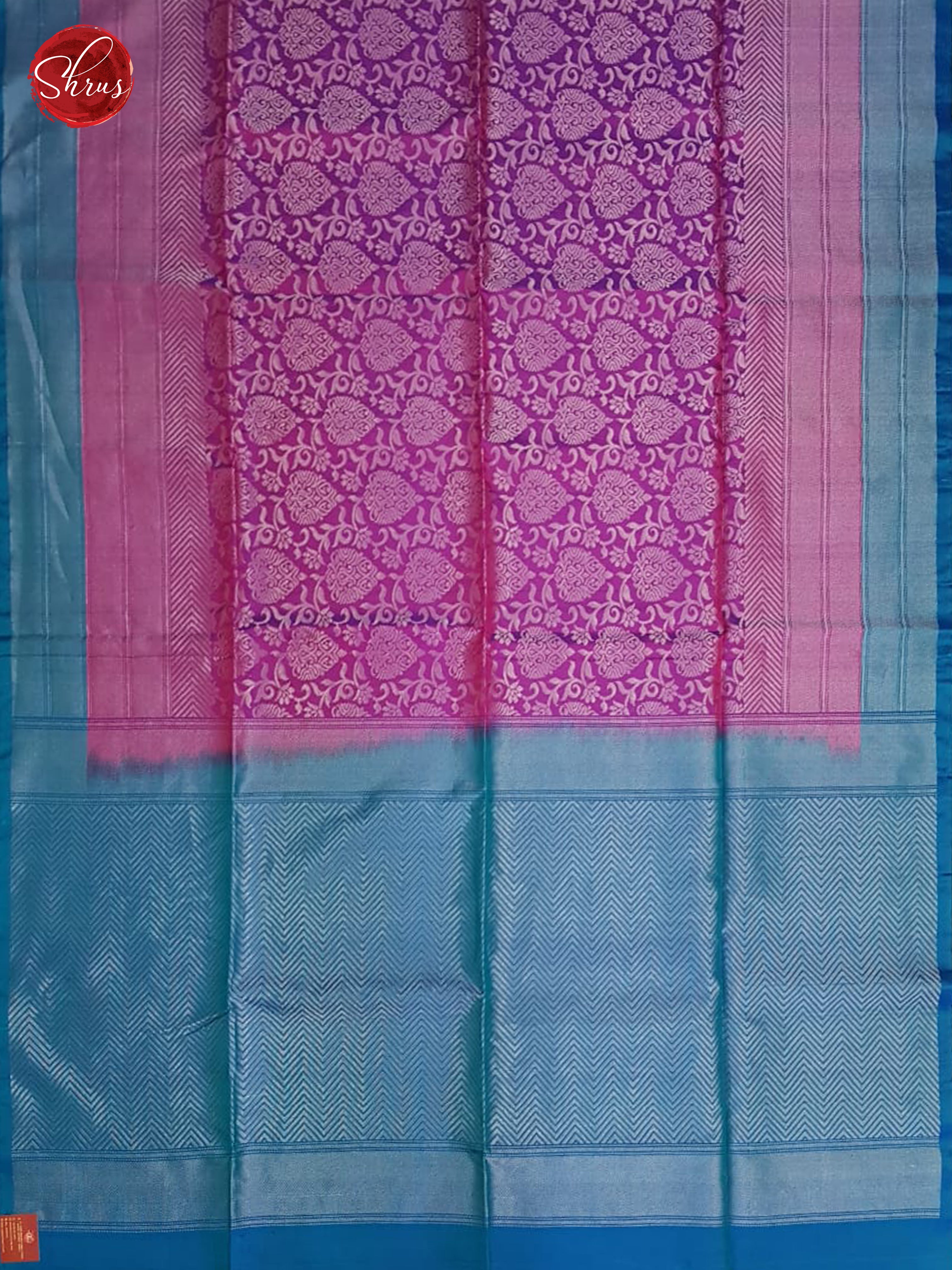 Pink & Blue - Soft Silk with Border & Gold zari - Shop on ShrusEternity.com