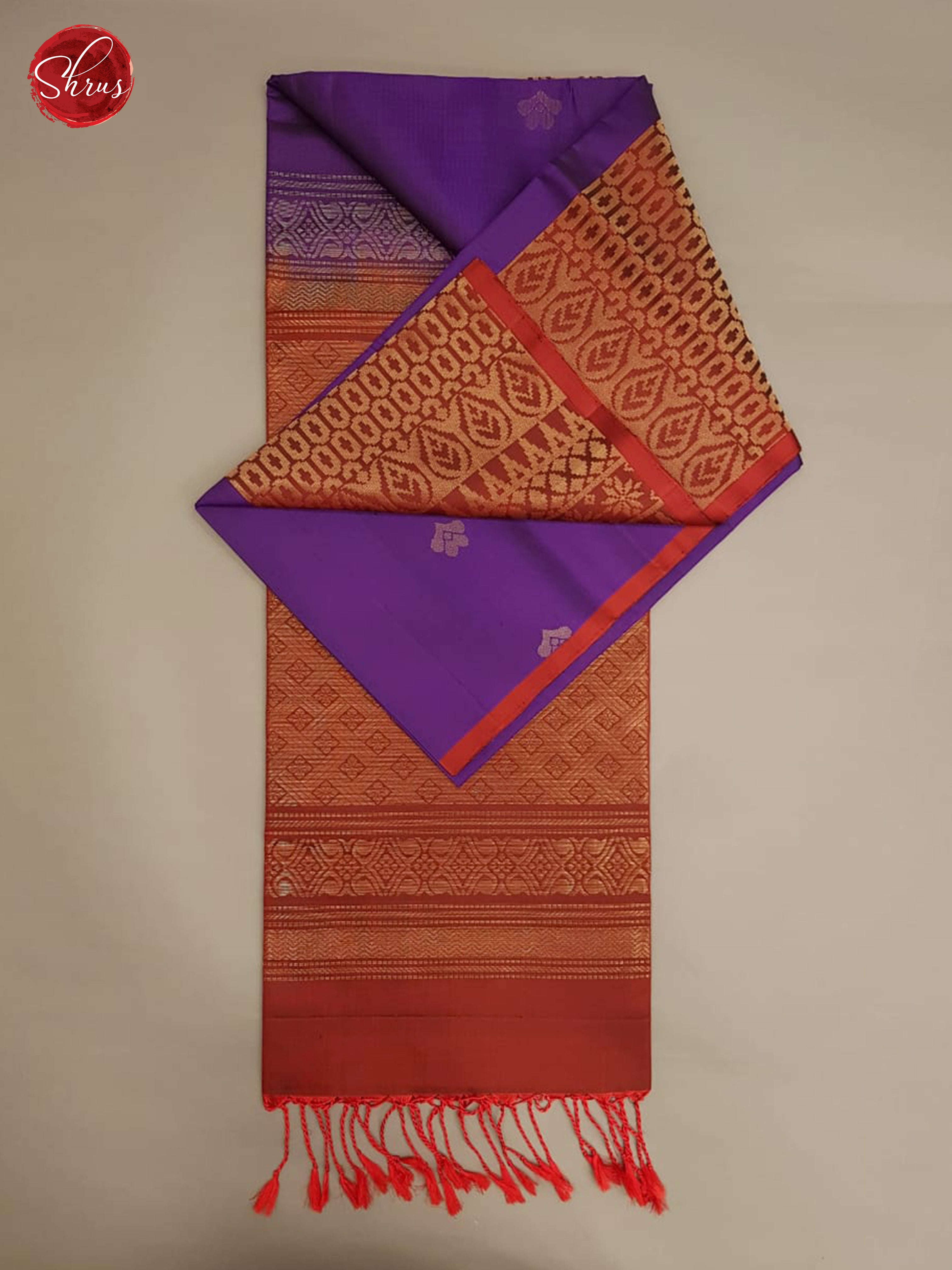 Violet & Maroon - Soft Silk with Border & Gold Zari - Shop on ShrusEternity.com
