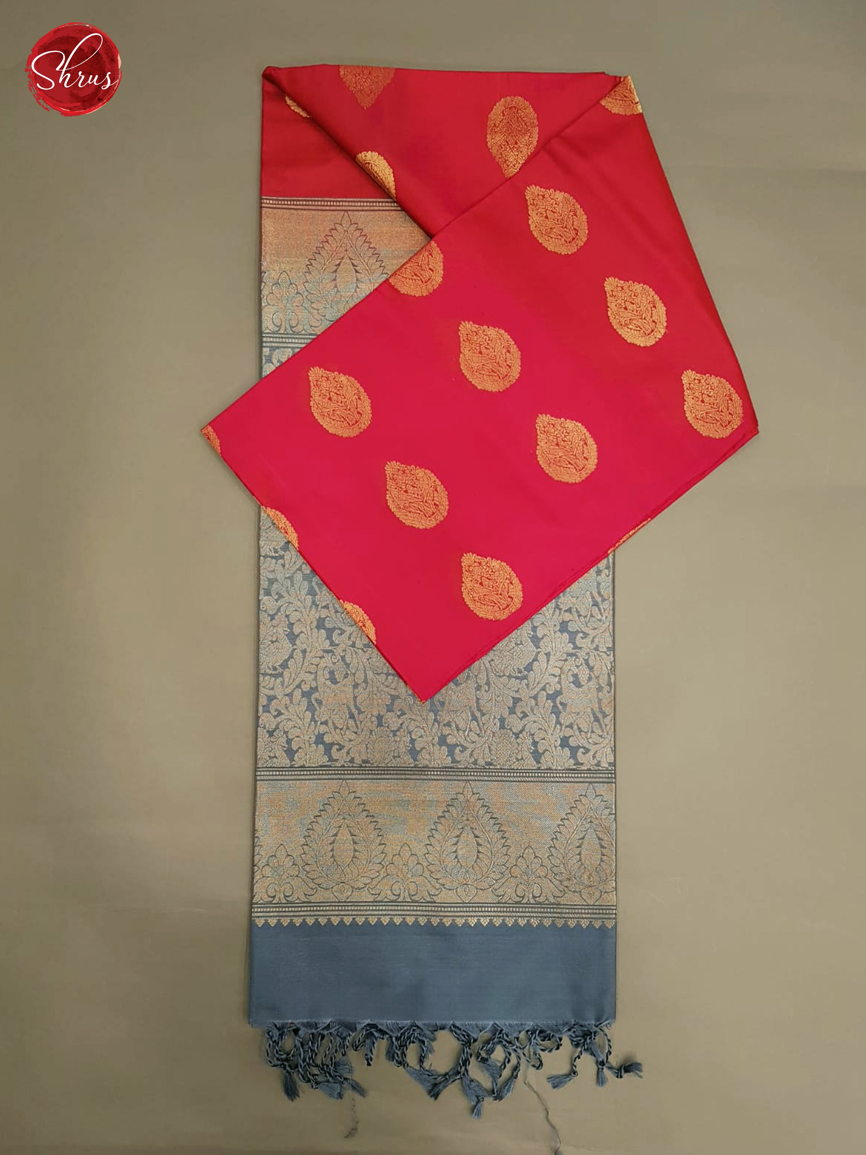 Rani Pink & Grey - Borderless Soft Silk with Gold Zari - Shop on ShrusEternity.com