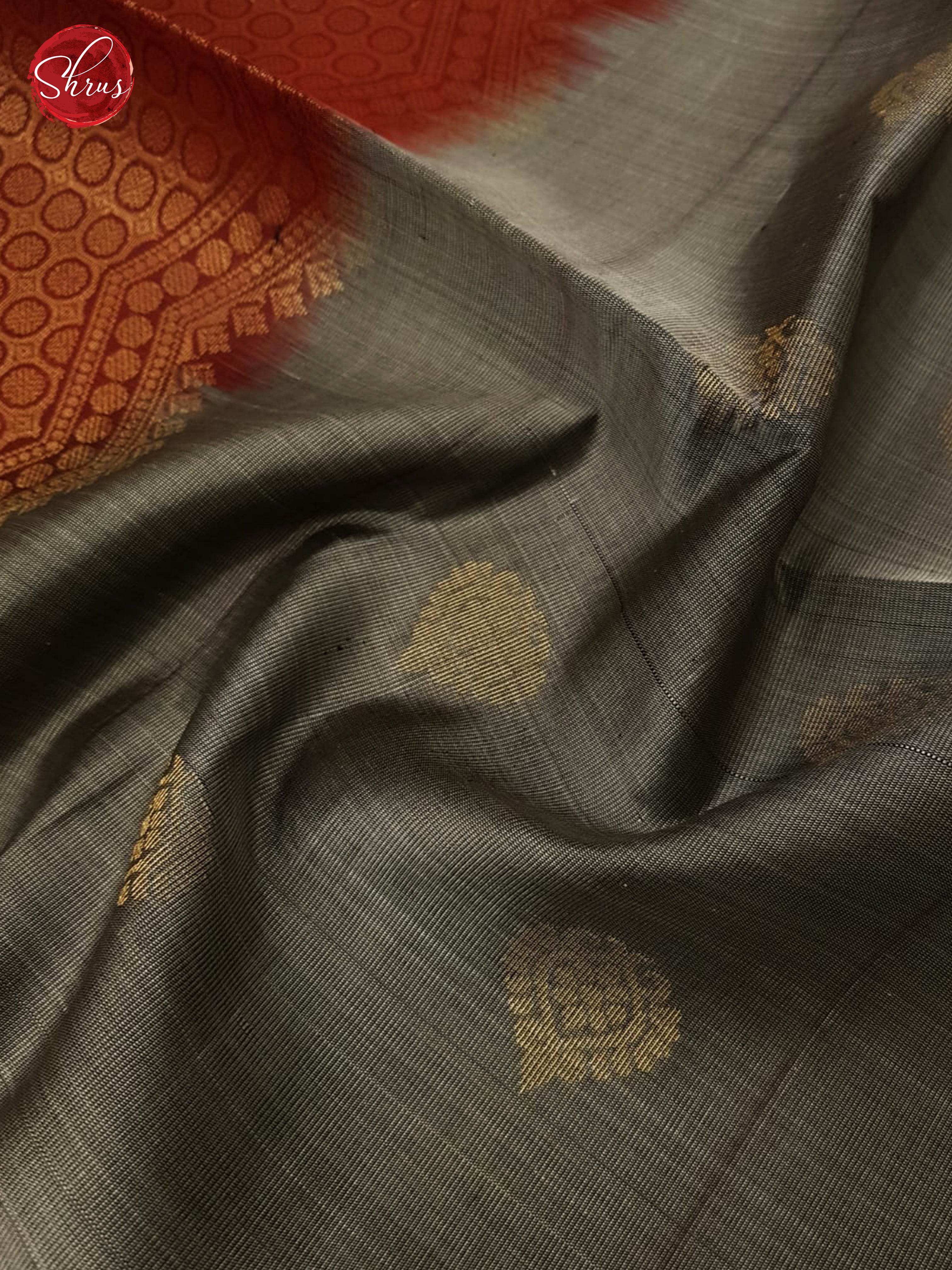 Grey & Maroon - Soft Silk with Border & Gold zari - Shop on ShrusEternity.com