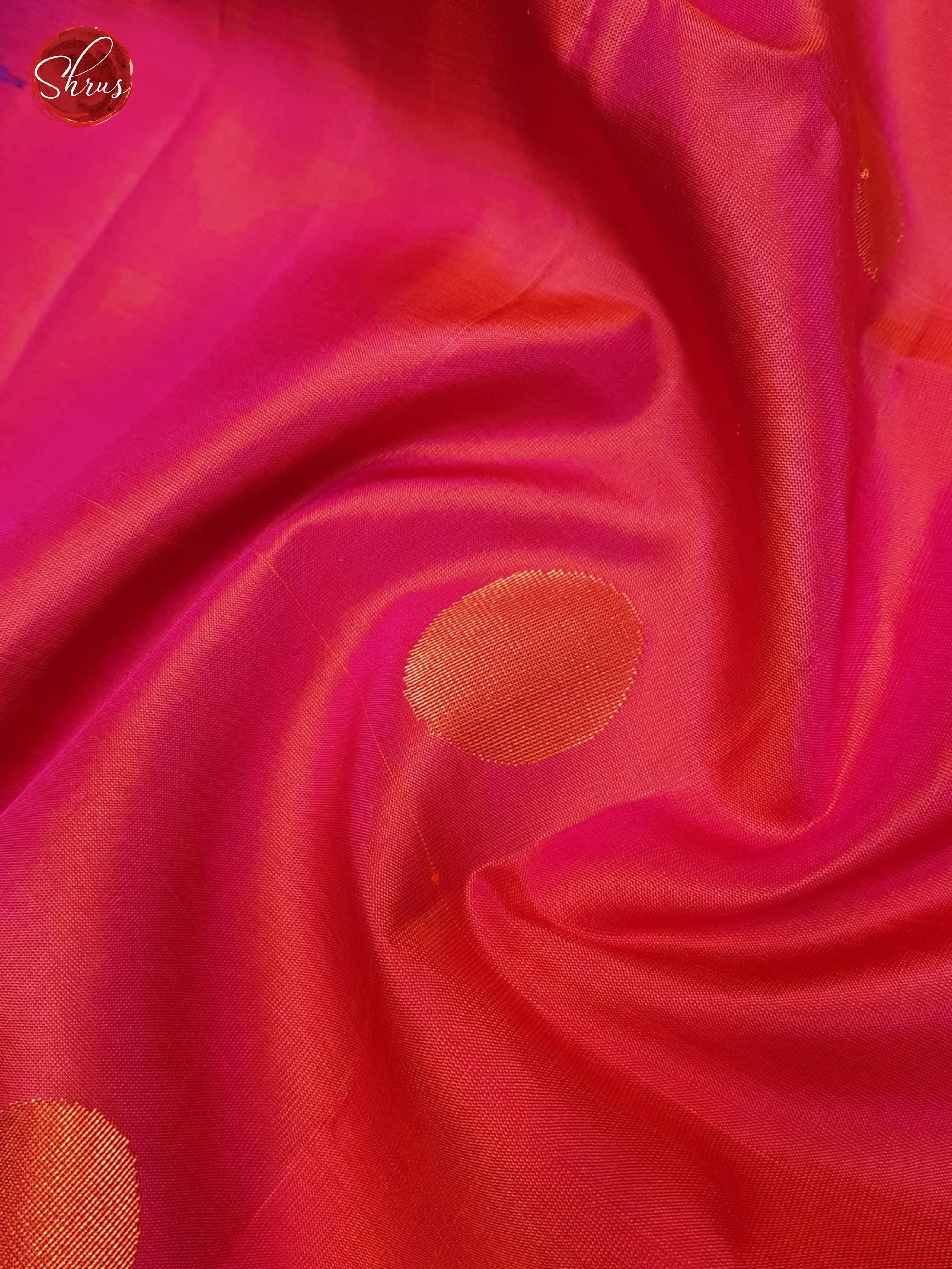 Pink & Blue - Borderless Soft  Silk with zari woven floral motifs on  the body - Shop on ShrusEternity.com