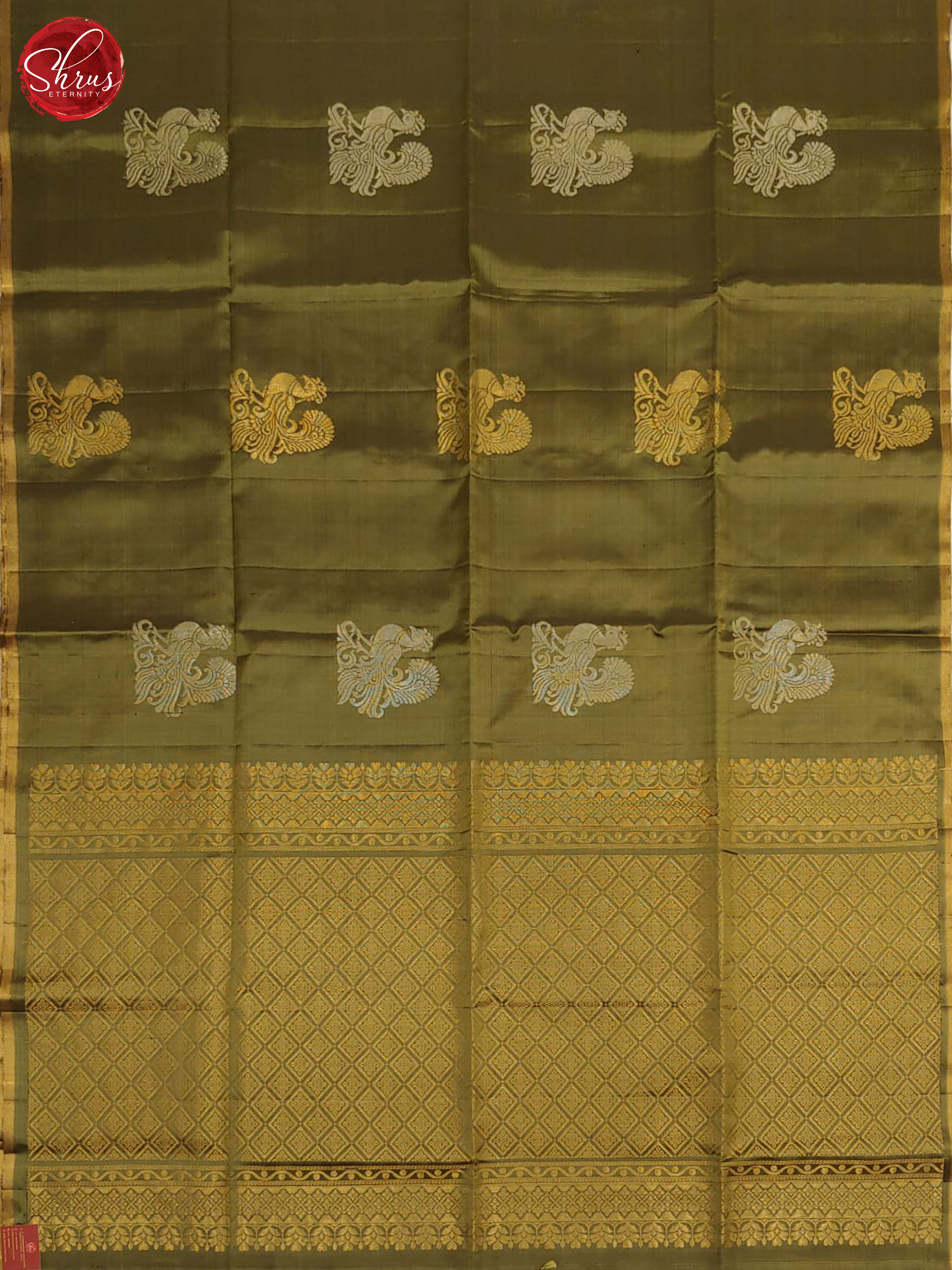 Green(Single Tone)  - Borderless Soft Silk with Gold, Silver Zari - Shop on ShrusEternity.com