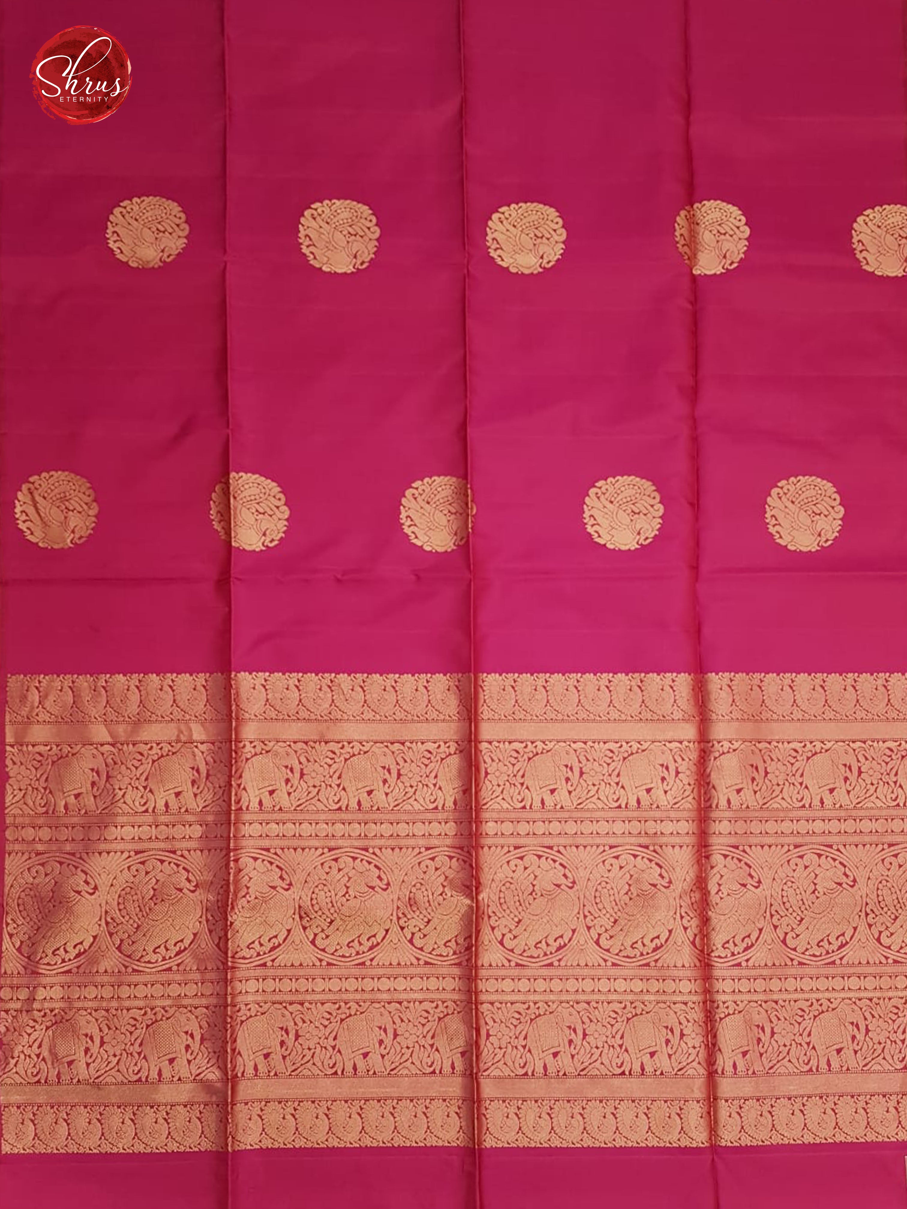 Pink(Single tone)-Borderless Soft Silk with Gold Zari - Shop on ShrusEternity.com