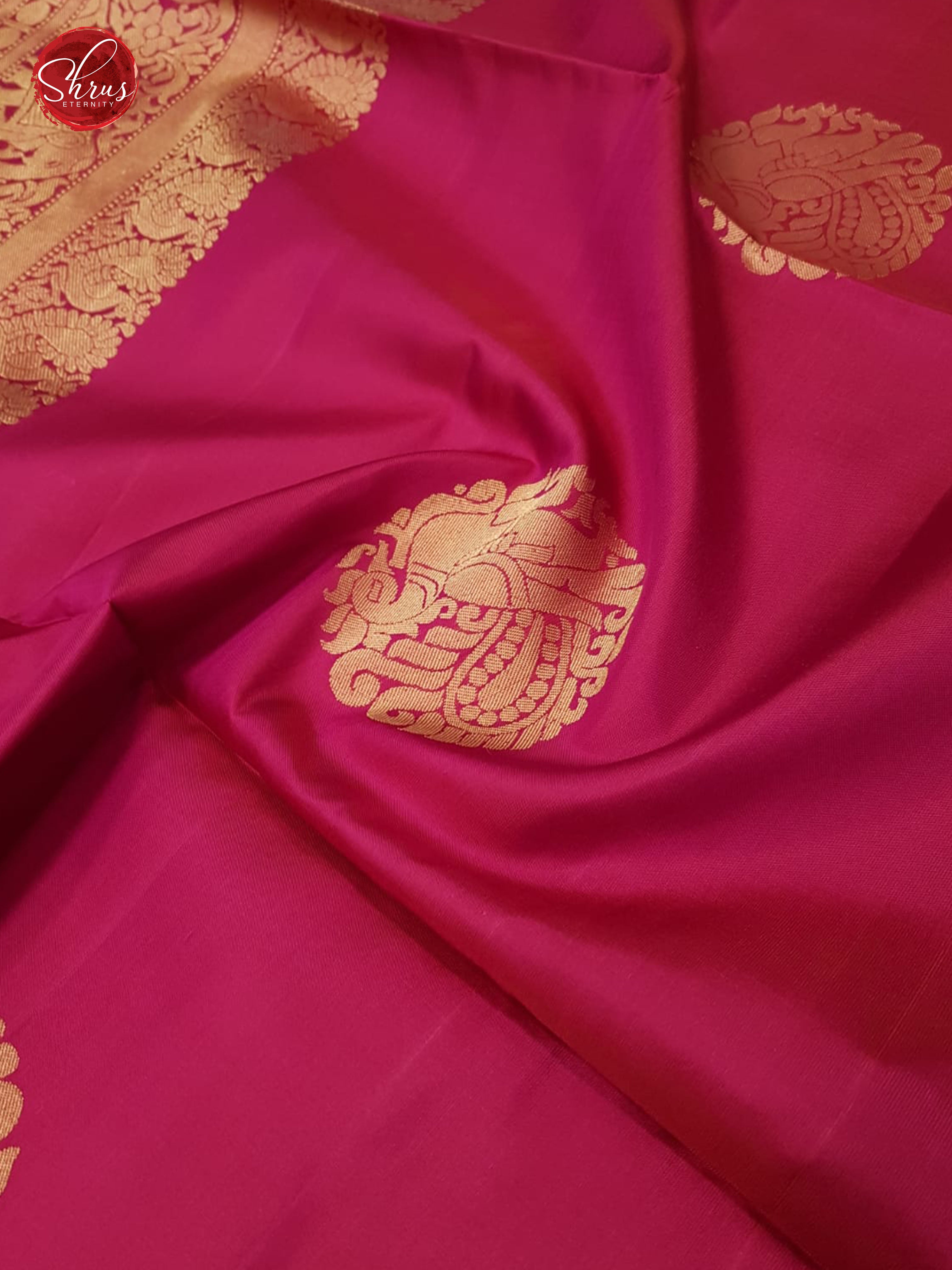 Pink(Single tone)-Borderless Soft Silk with Gold Zari - Shop on ShrusEternity.com