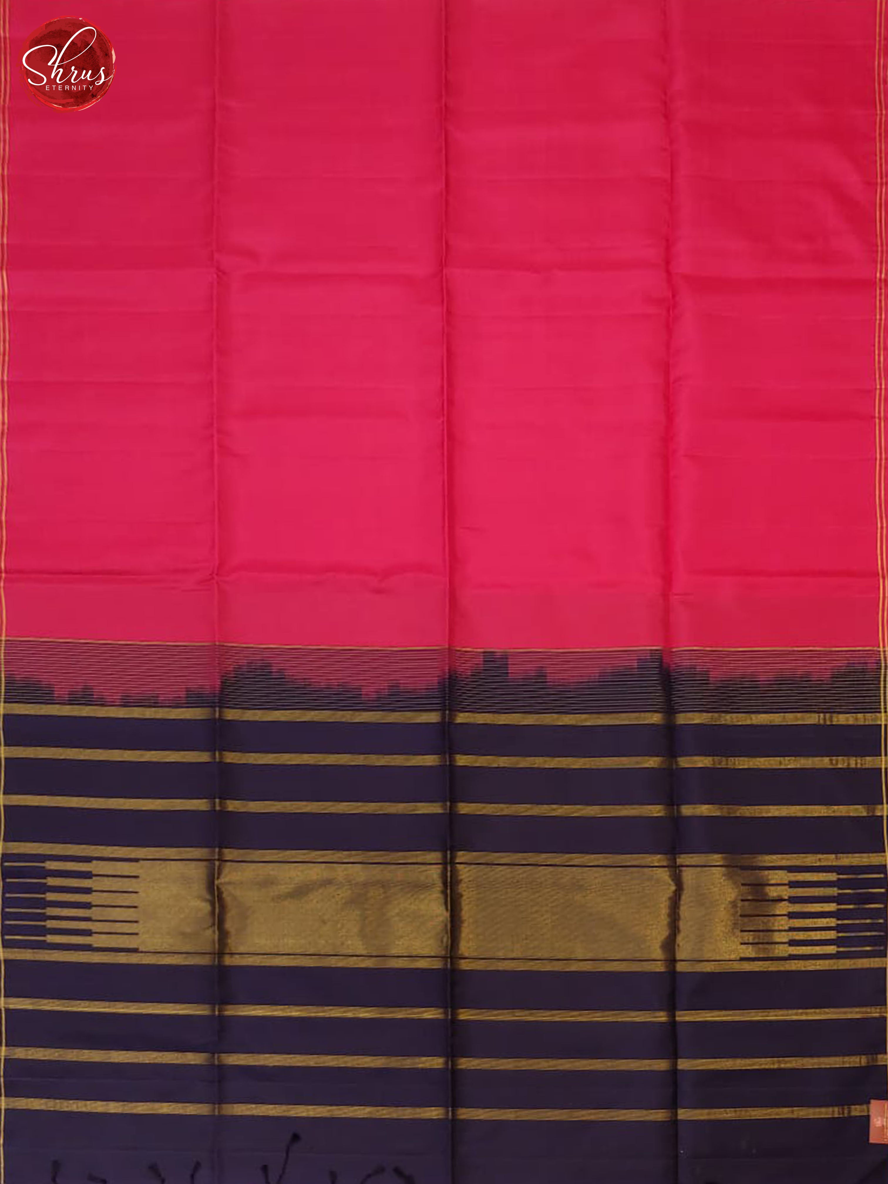 Majenta & Navy Blue - Borderless Soft silk with Gold Zari - Shop on ShrusEternity.com