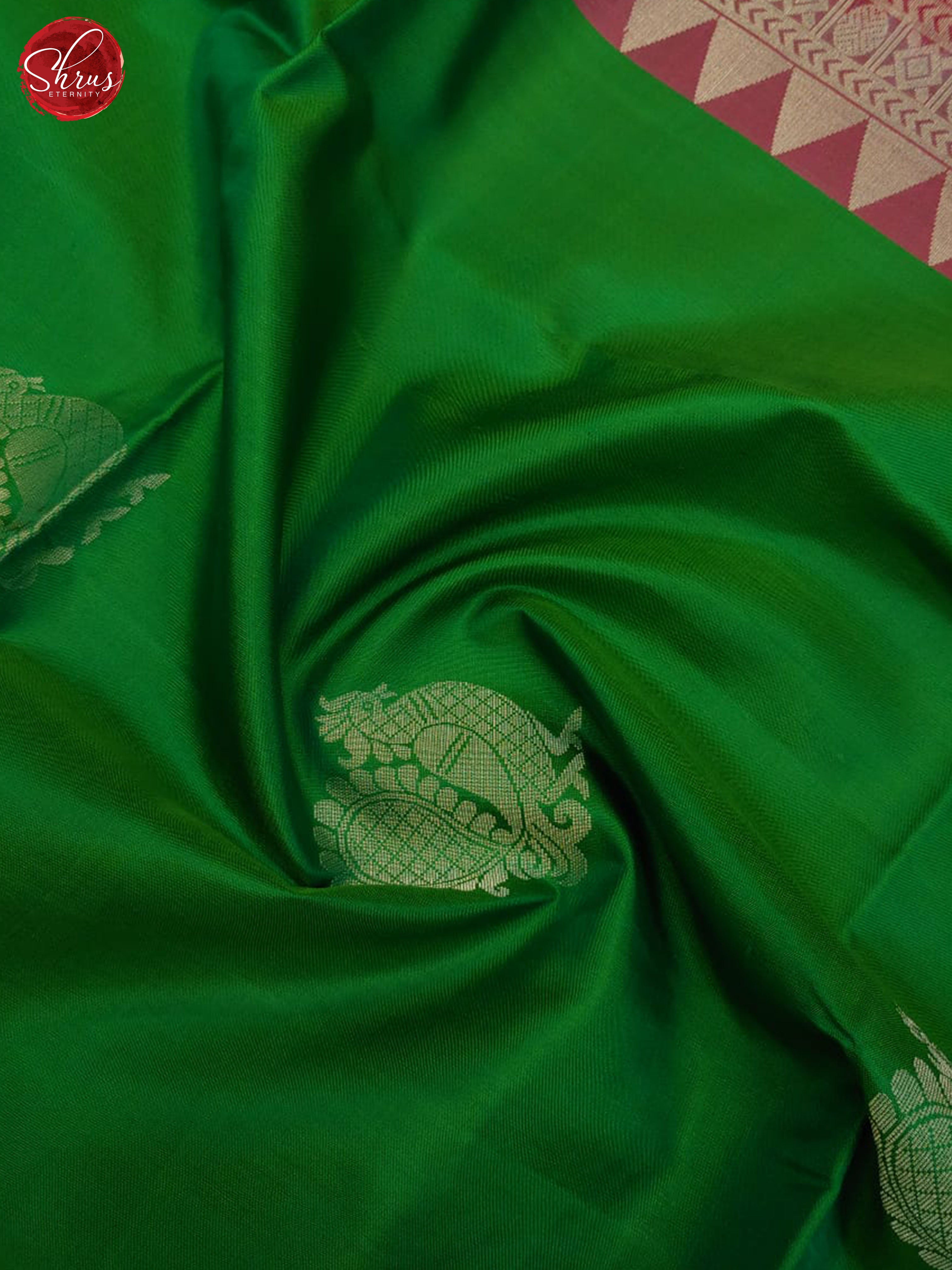 Green & Wine - Borderless Soft Silk with Gold zari - Shop on ShrusEternity.com