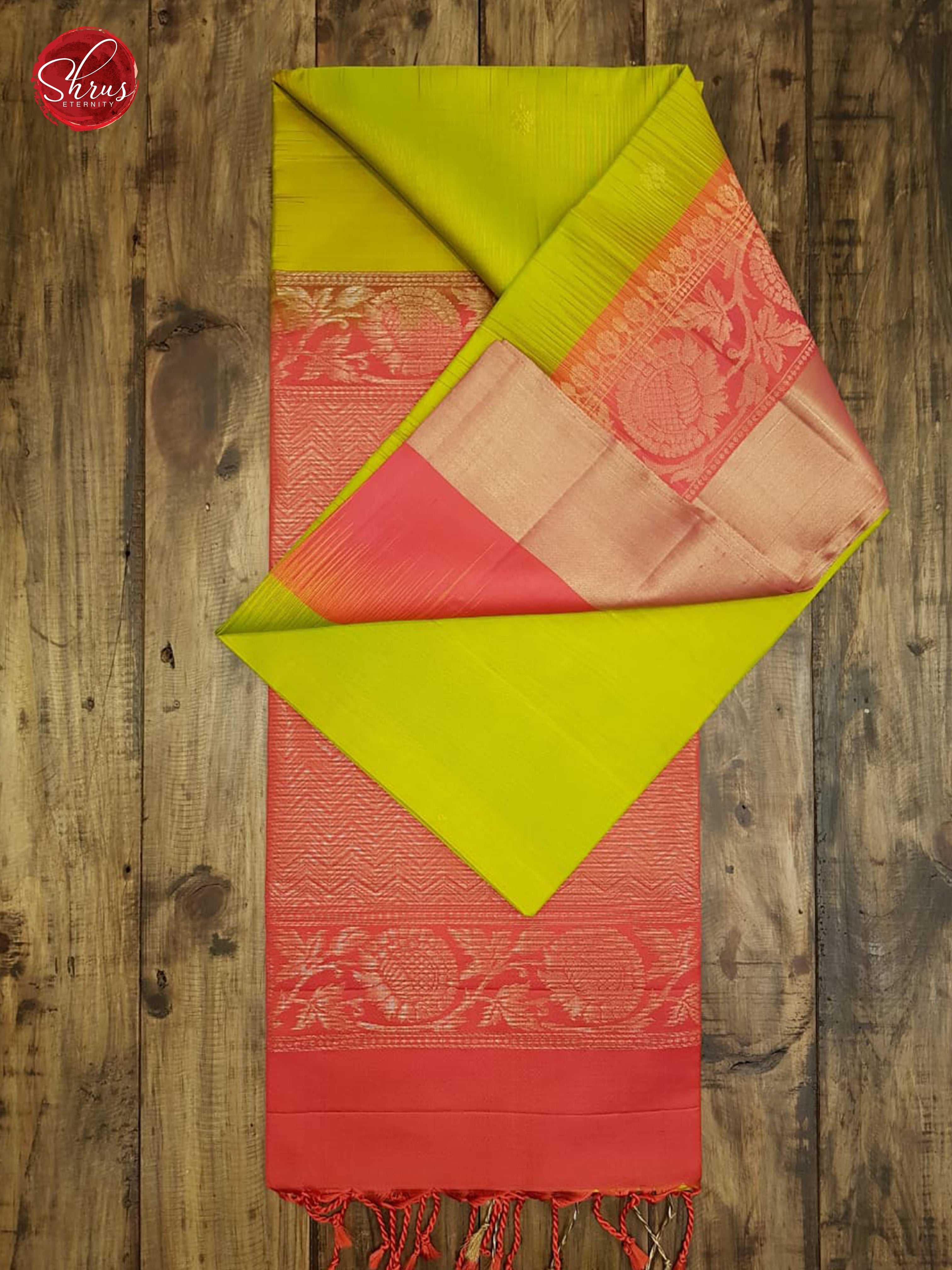 Green & Pink - Soft Silk with Border & Gold zari - Shop on ShrusEternity.com