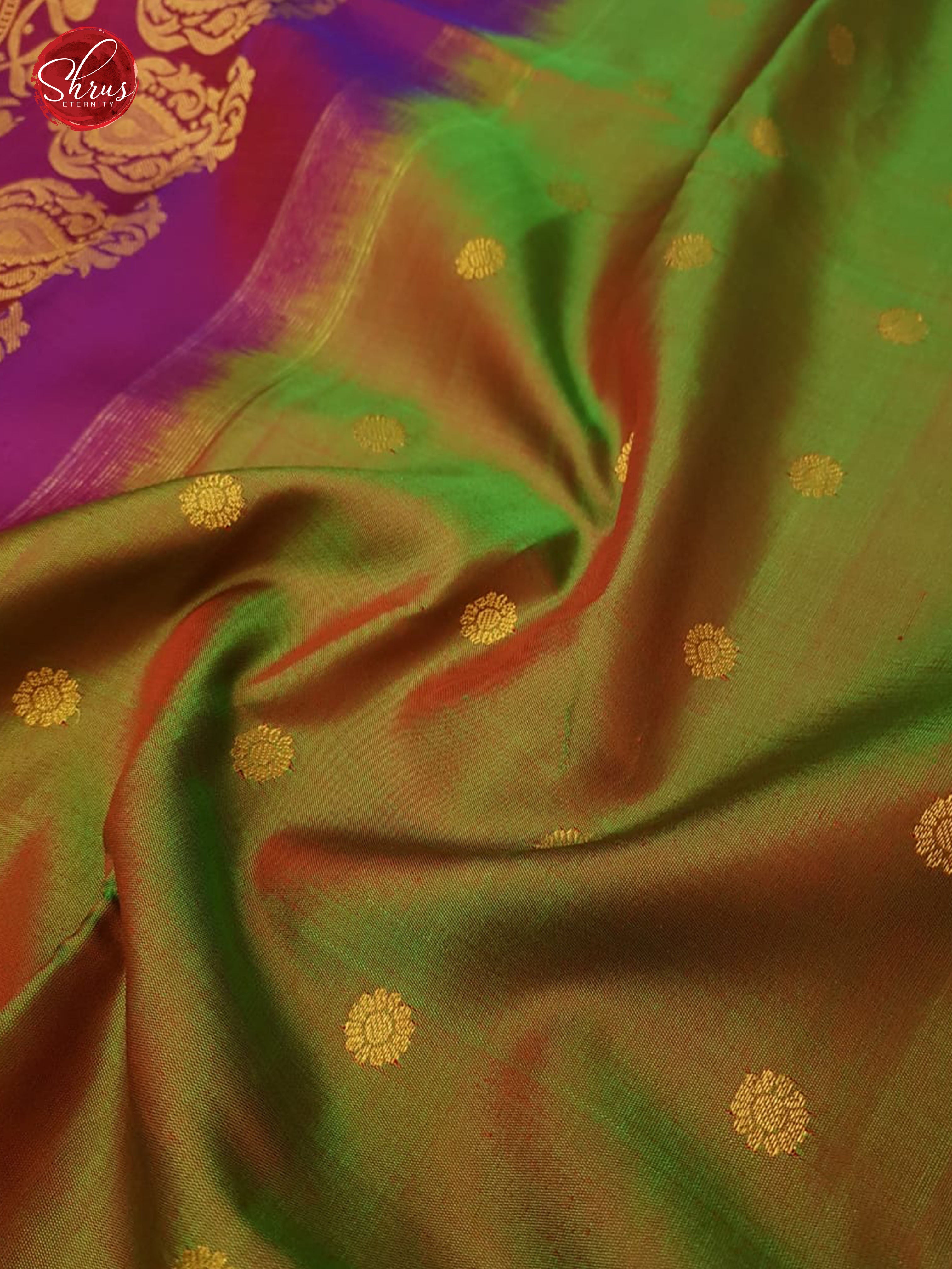 Green & Purple - Gadwal Silk with Border &  Gold zari - Shop on ShrusEternity.com