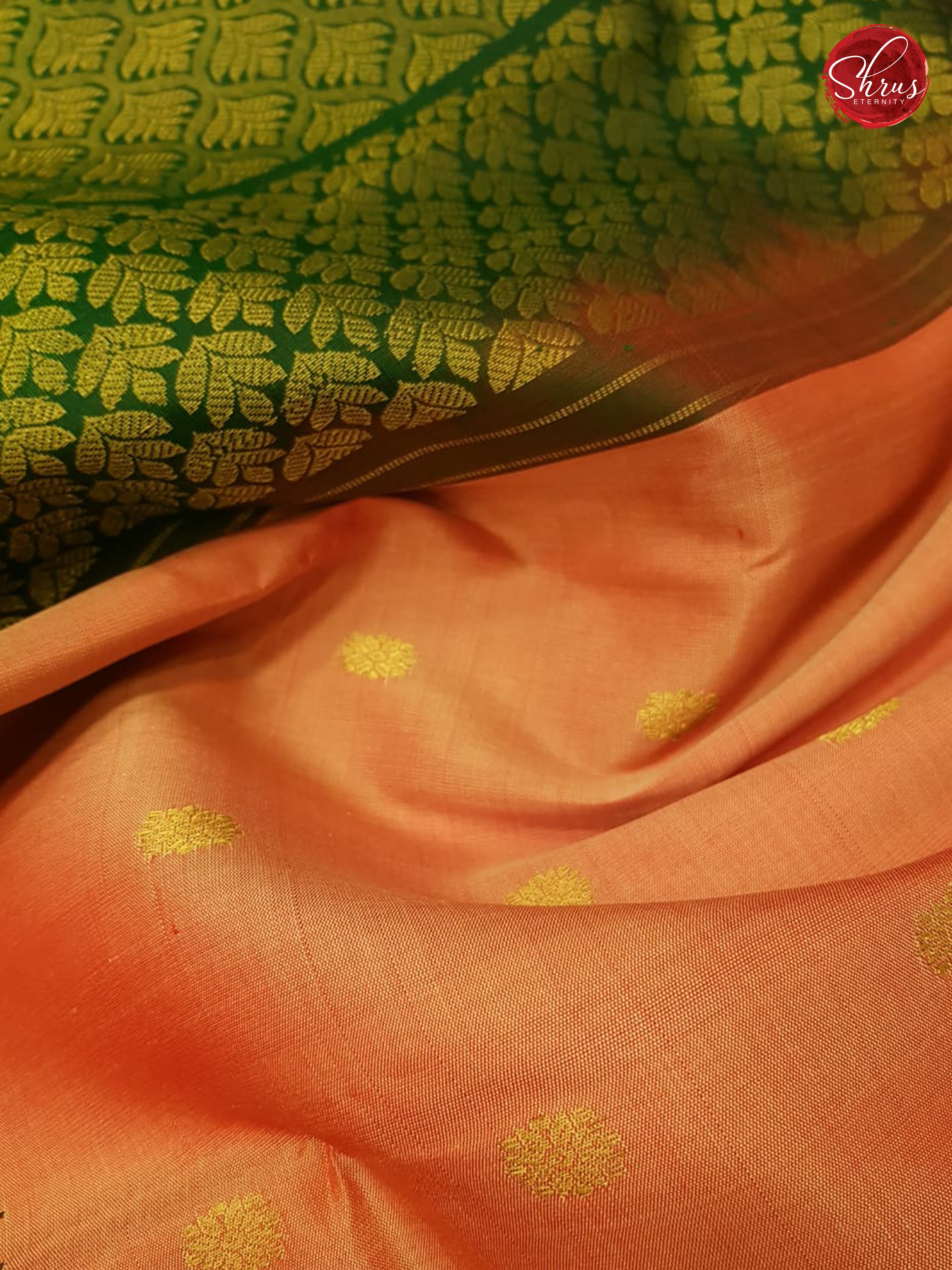 Peach & Green - Gadwal Silk - Shop on ShrusEternity.com