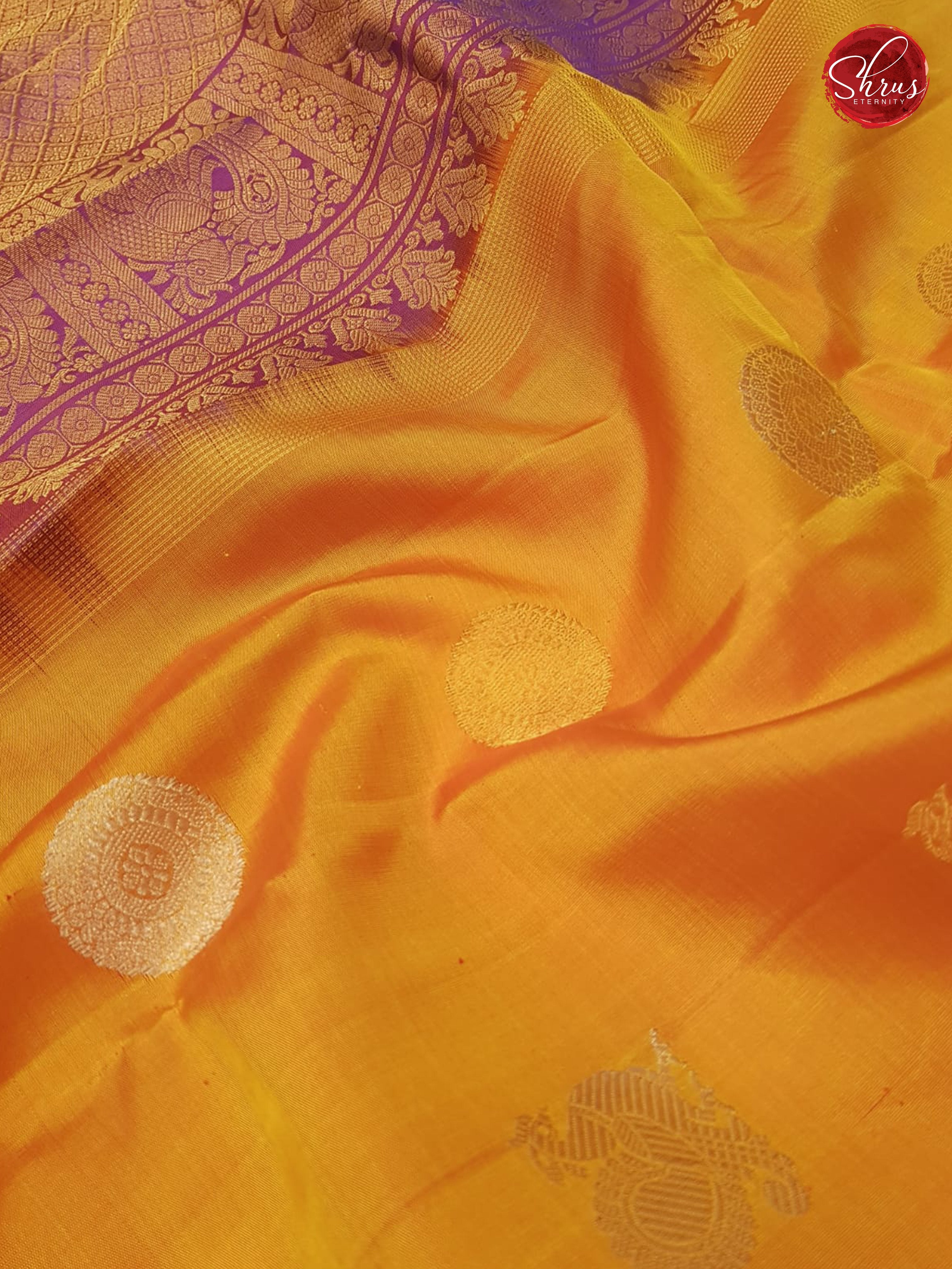 Mambala Yellow & Purple - Gadwal Silk with Gold & Silver Zari - Shop on ShrusEternity.com