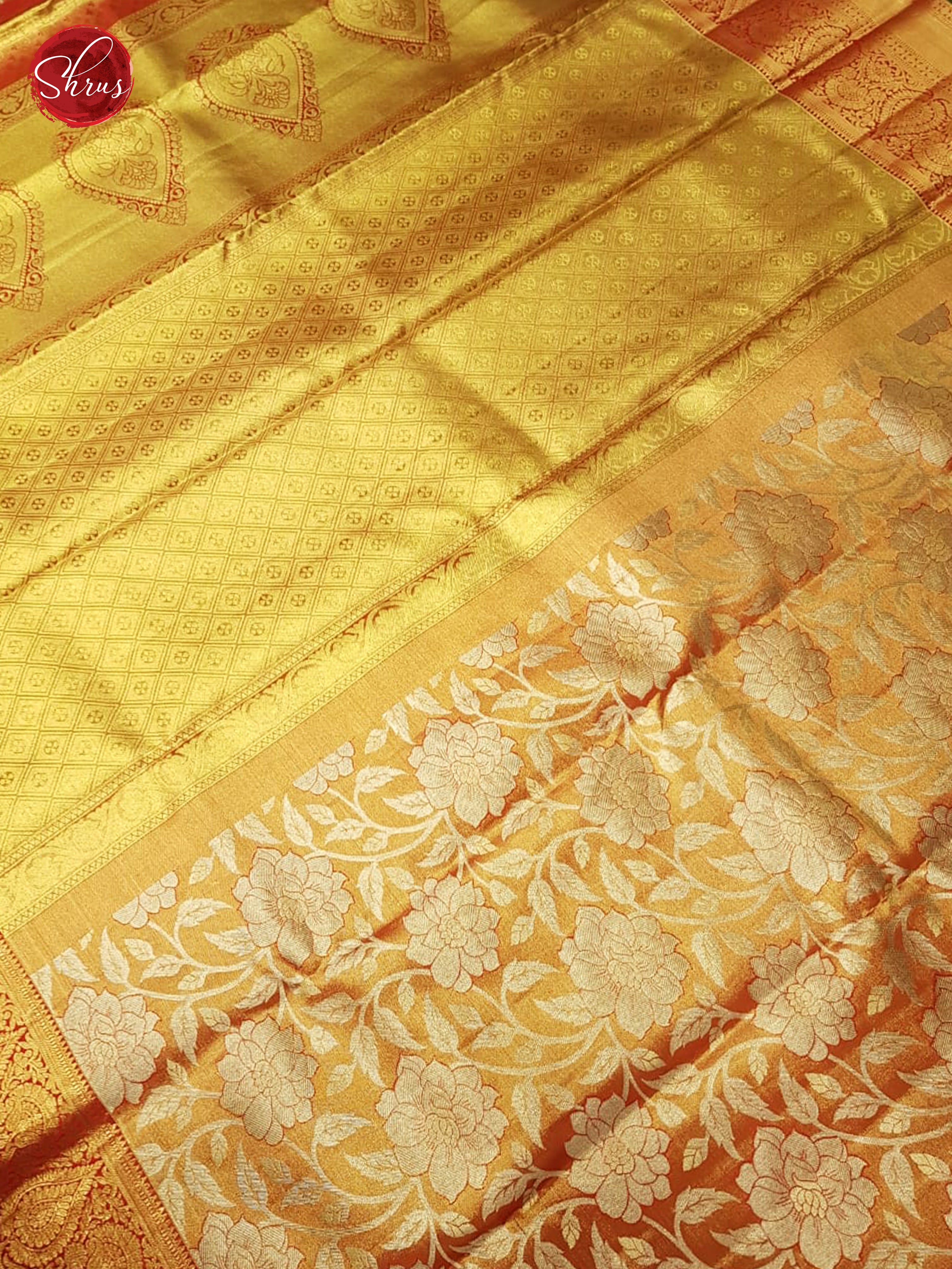 Brick Red(Single tone)  - Kanchipuram Silk with Border & Gold zari - Shop on ShrusEternity.com