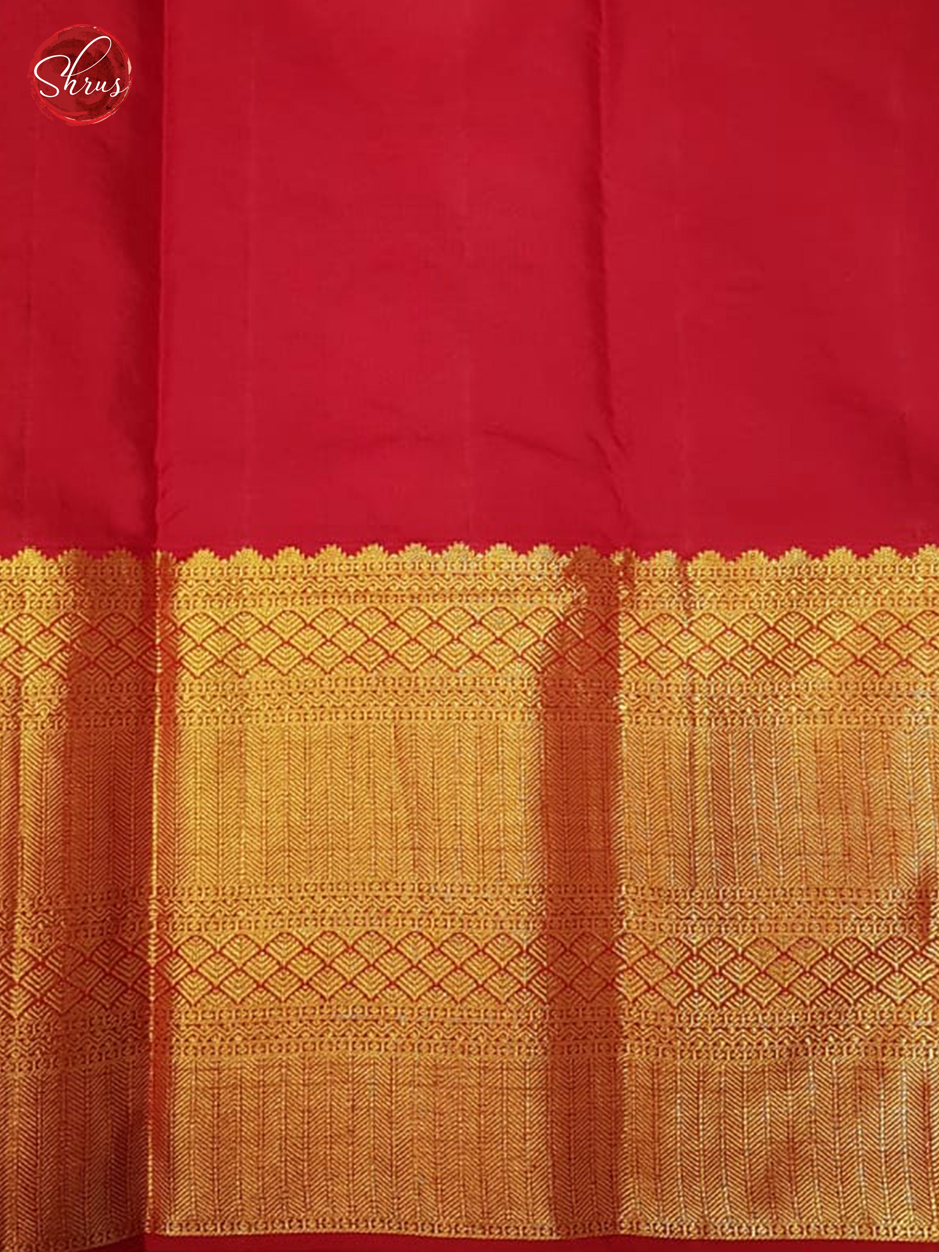 Violet & Red -Kanchipuram Silk with Border & Gold Zari - Shop on ShrusEternity.com