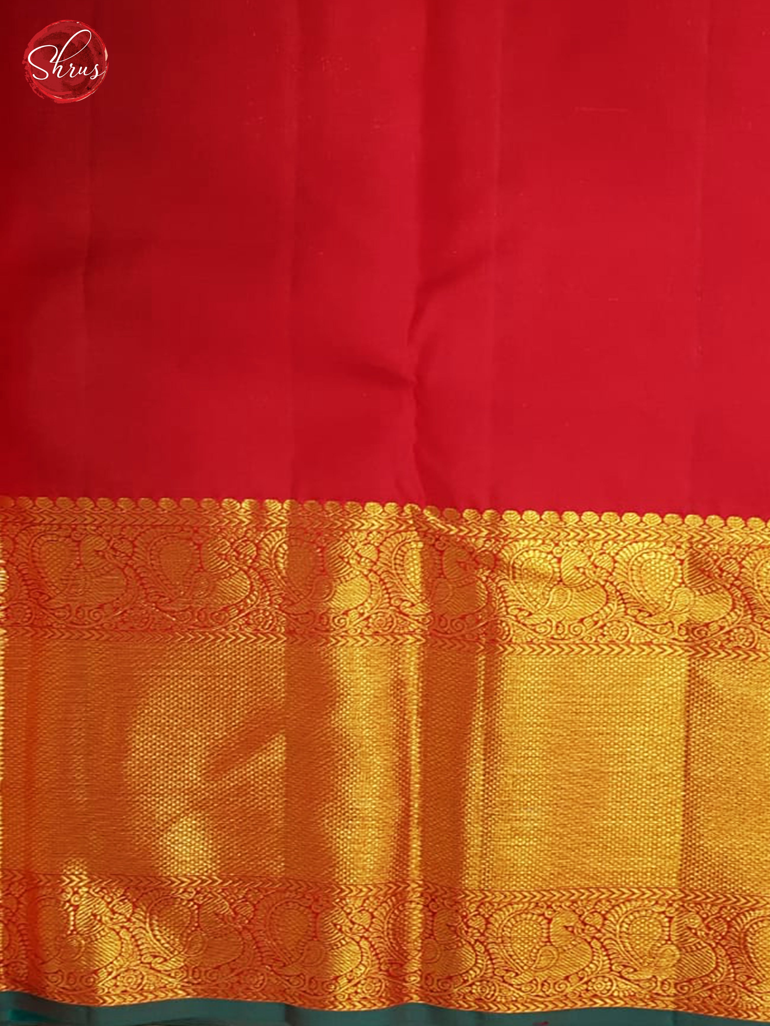 Blue & Red - Kanchipuram Silk with Border & Gold Zari - Shop on ShrusEternity.com