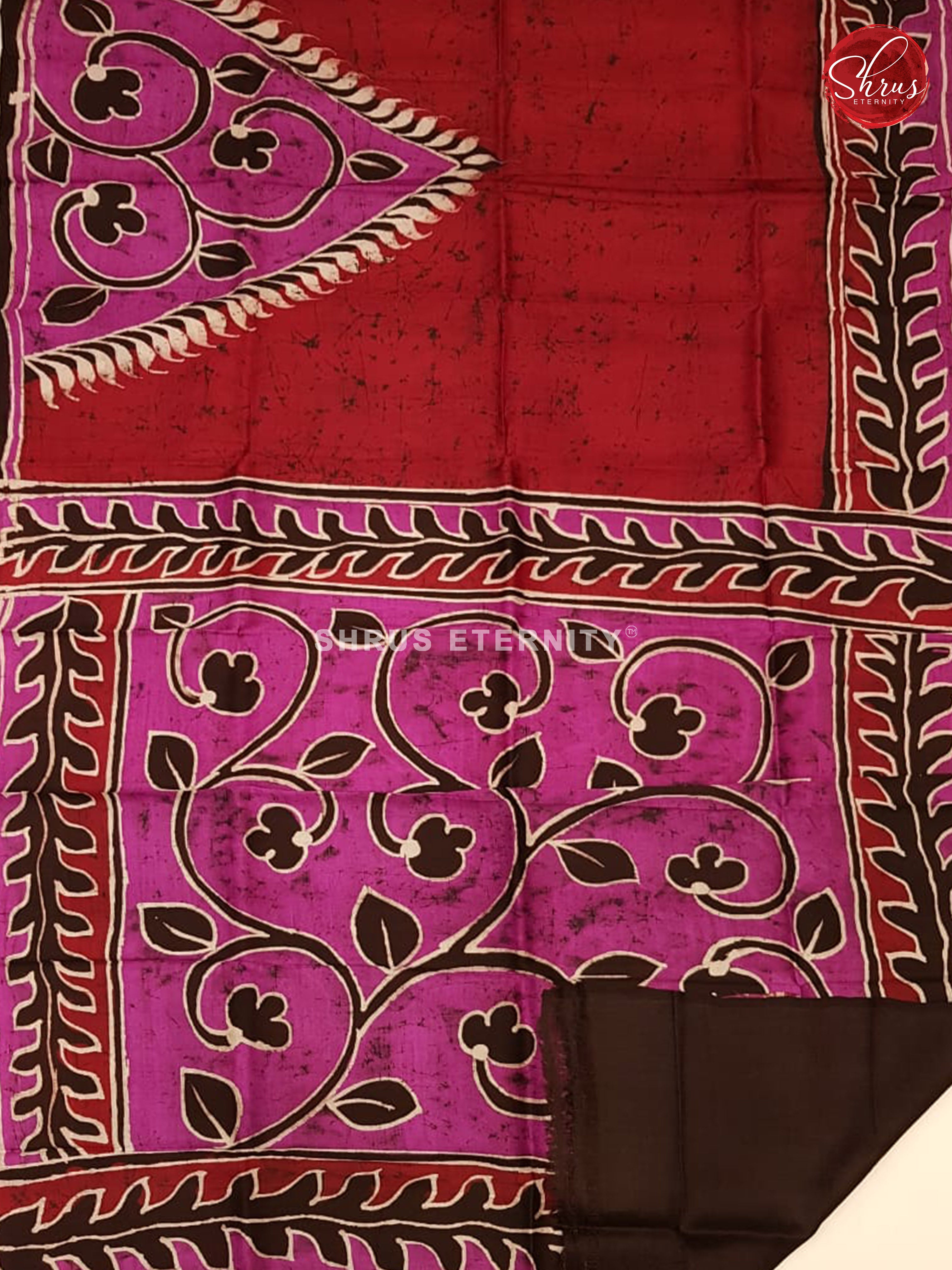 Red & Pink - Printed Silk with Hand Paint - Shop on ShrusEternity.com