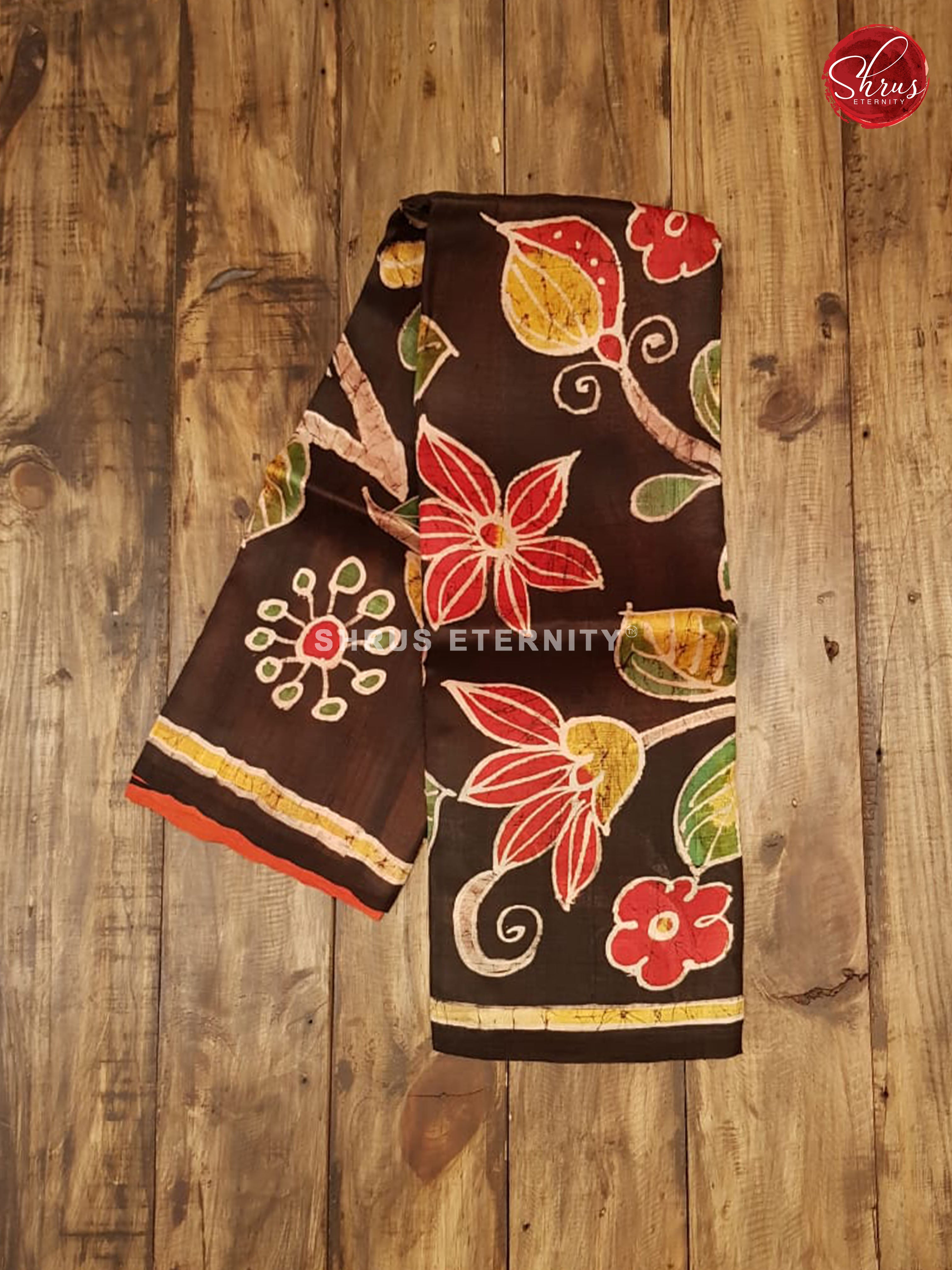 Black & Red - Printed Silk with Hand paint - Shop on ShrusEternity.com
