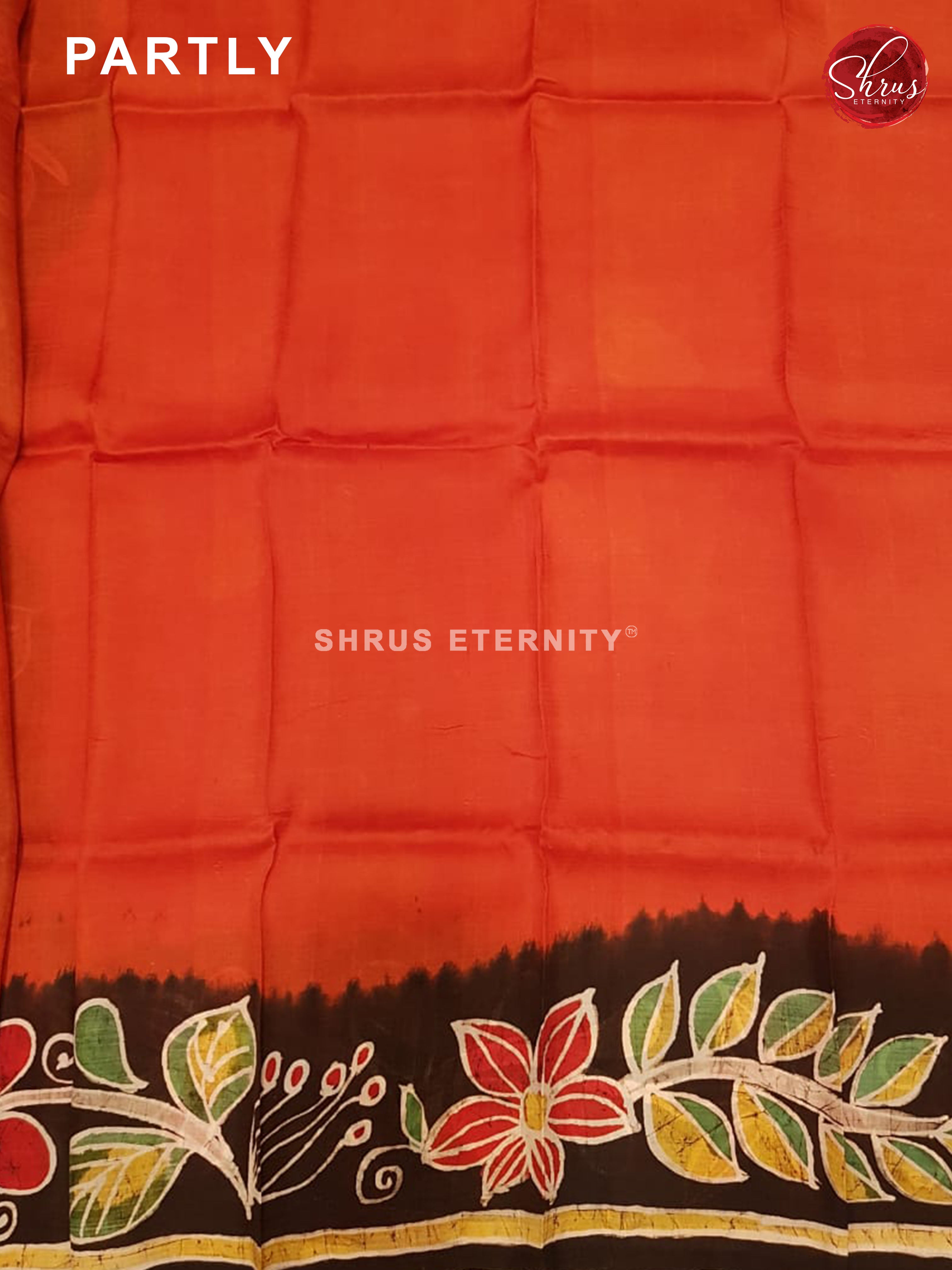 Black & Red - Printed Silk with Hand paint - Shop on ShrusEternity.com