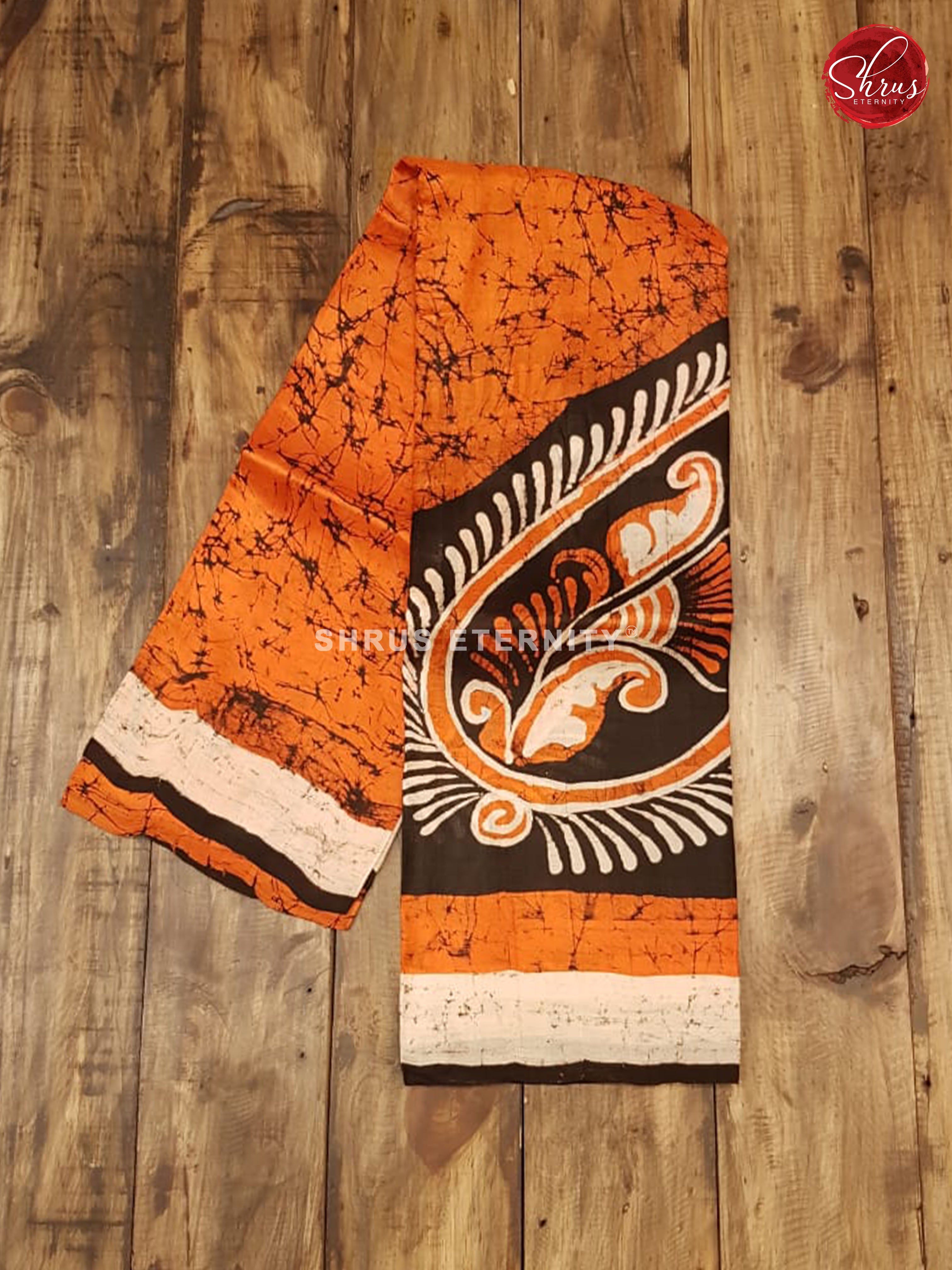 Orange & Black - Printed Silk with Hand Paint - Shop on ShrusEternity.com
