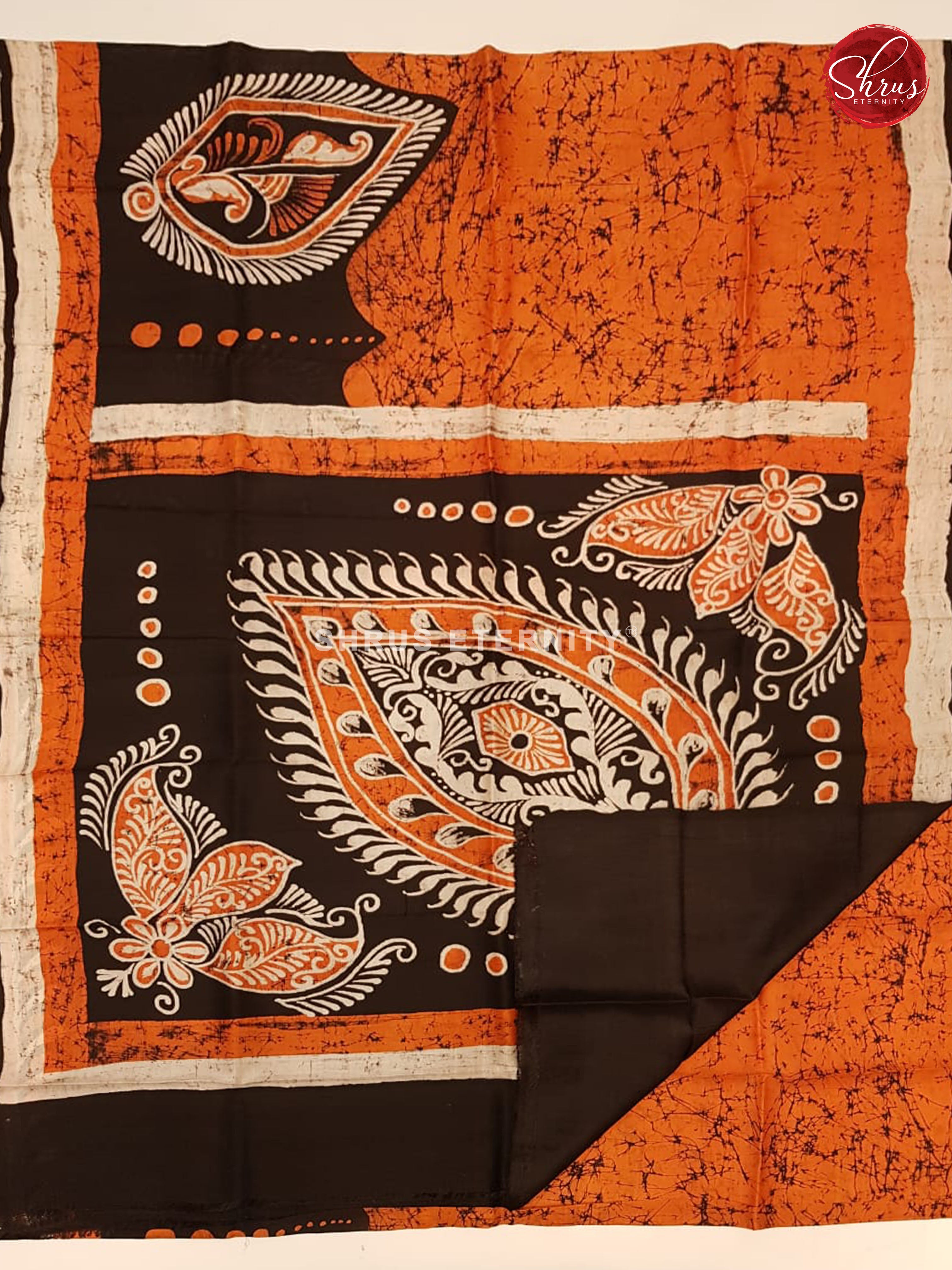 Orange & Black - Printed Silk with Hand Paint - Shop on ShrusEternity.com