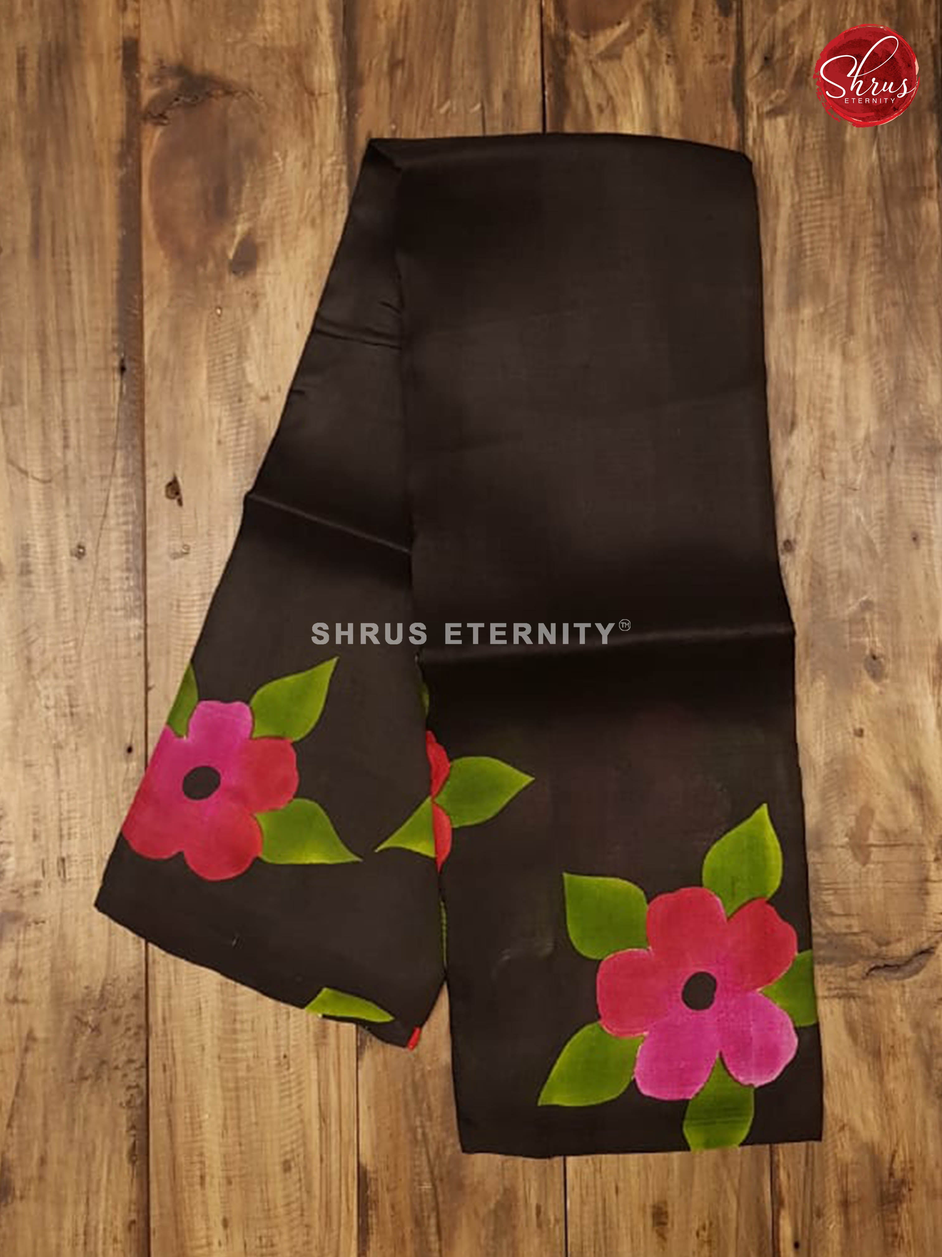 Black & Red - Printed Silk with Hand Paint - Shop on ShrusEternity.com