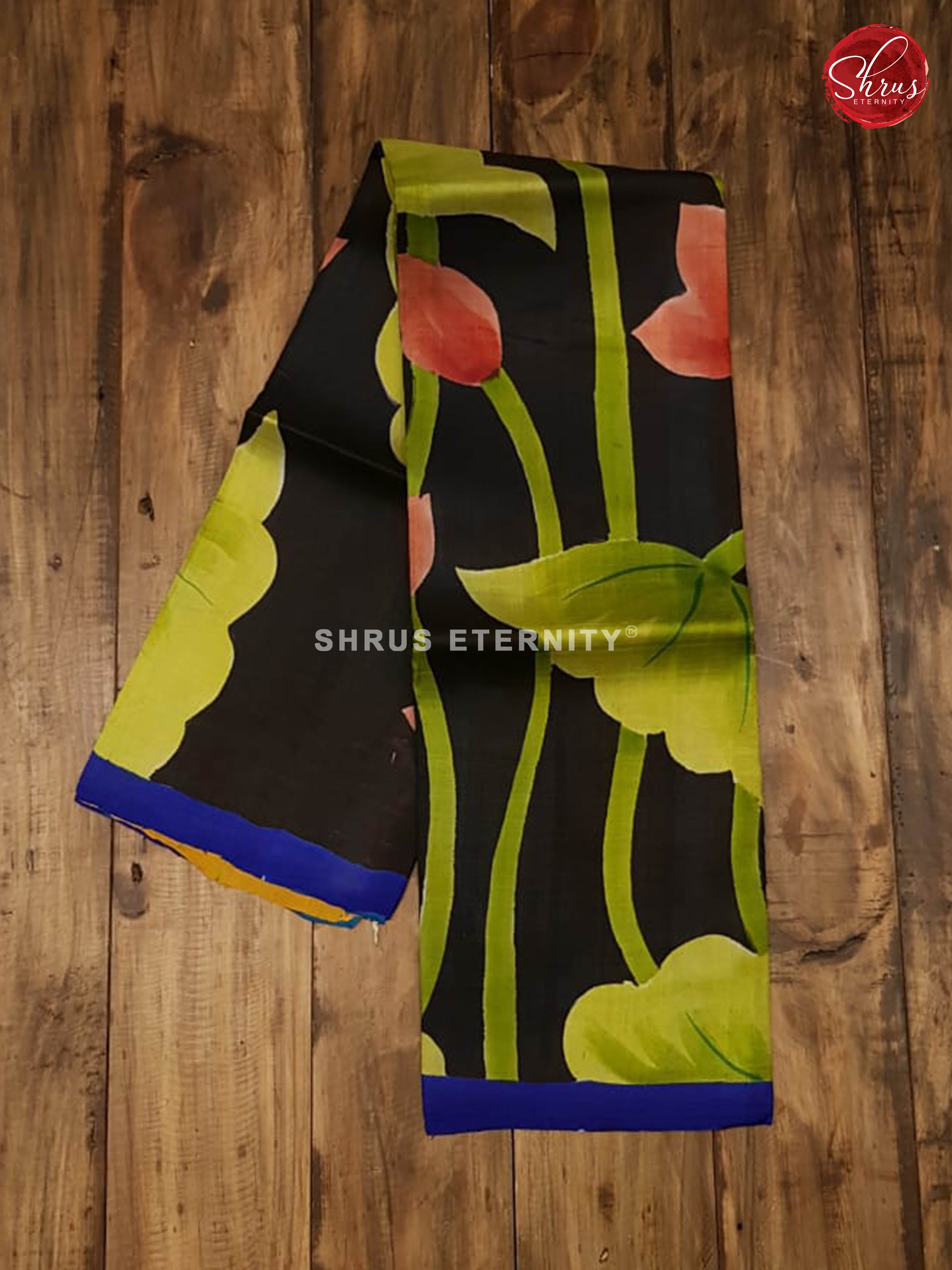 Black & Mustard - Printed Silk with Hand Paint - Shop on ShrusEternity.com