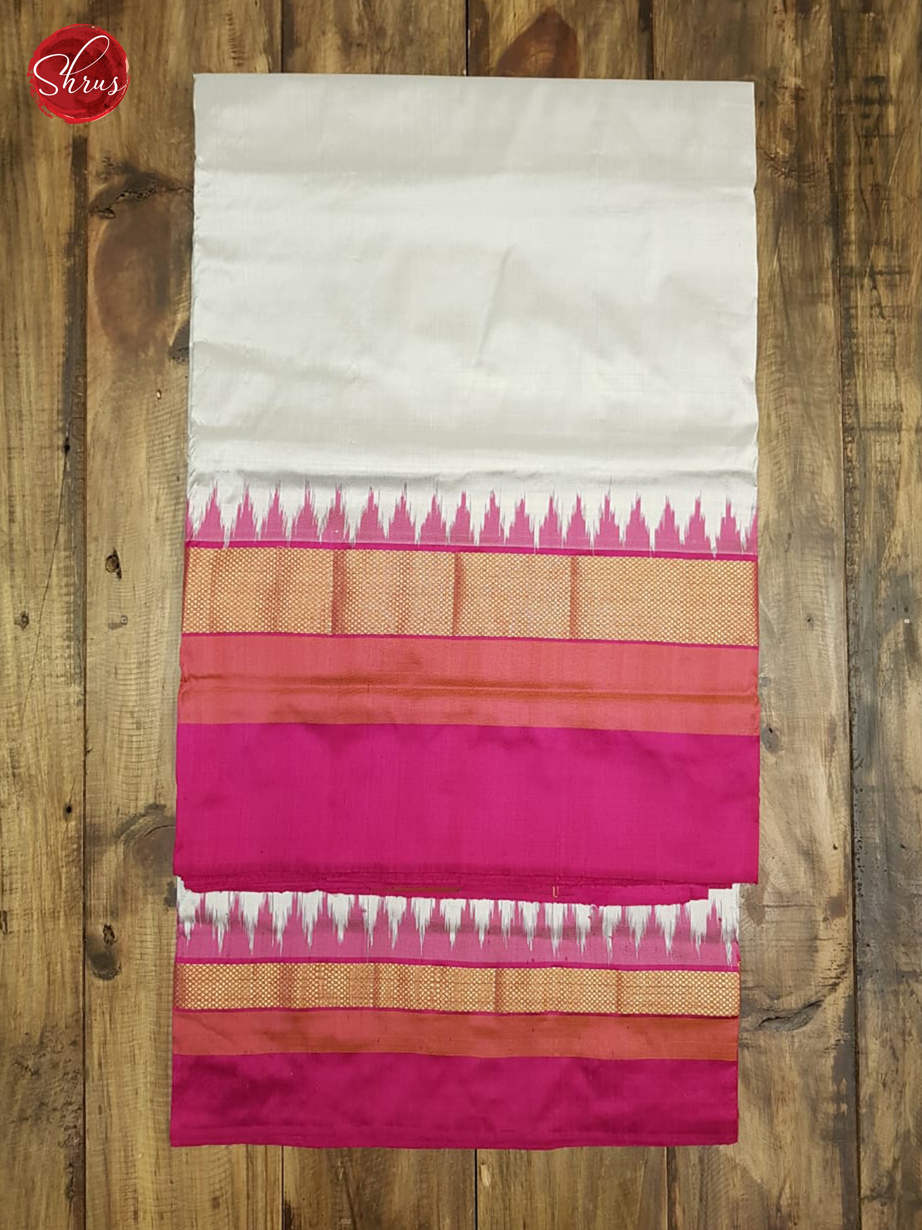 Grey & Pink - Ikkat Silk with Border - Shop on ShrusEternity.com