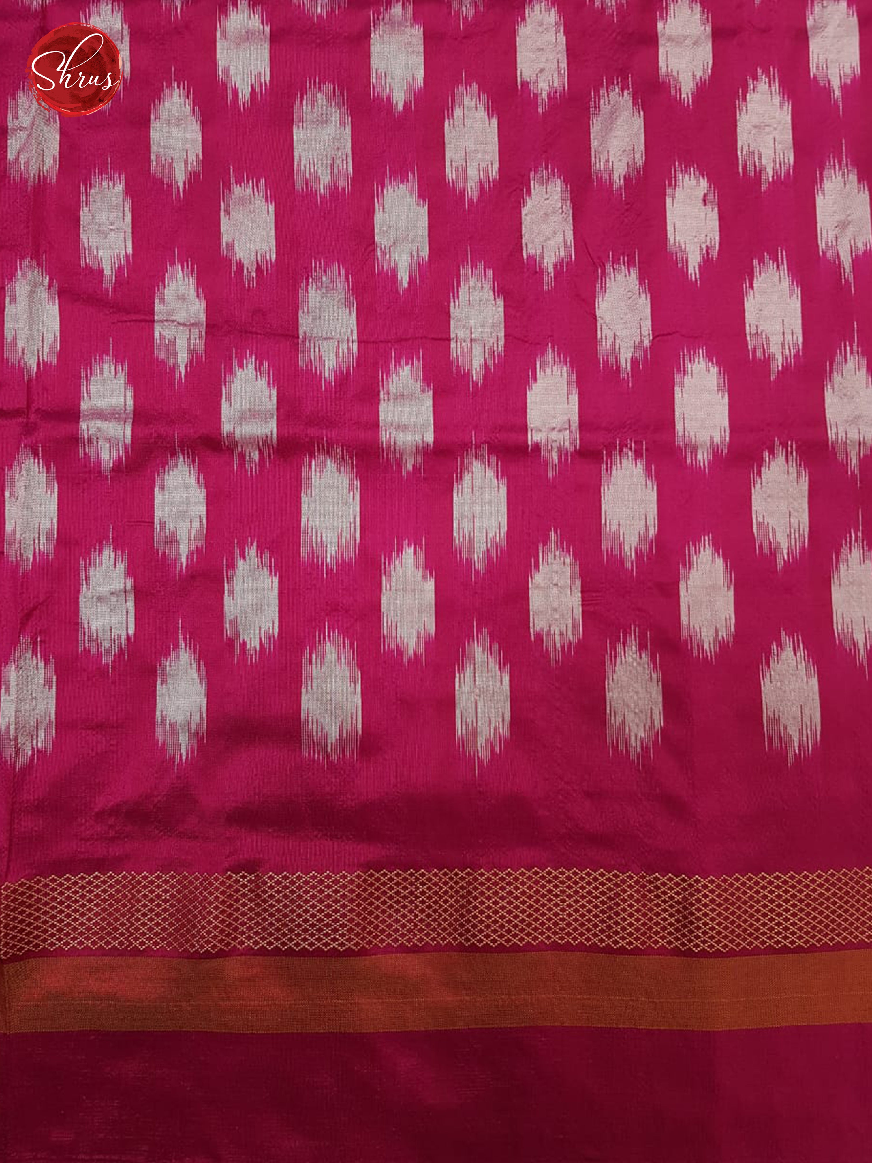 Grey & Pink - Ikkat Silk with Border - Shop on ShrusEternity.com