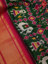 Peacock Green & Pink - Double Ikkat Silk - Shop on ShrusEternity.com