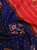 Navy Blue & Red - Ikkat Silk - Shop on ShrusEternity.com