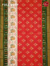 Orange & Bottle Green - Double Ikkat Silk - Shop on ShrusEternity.com