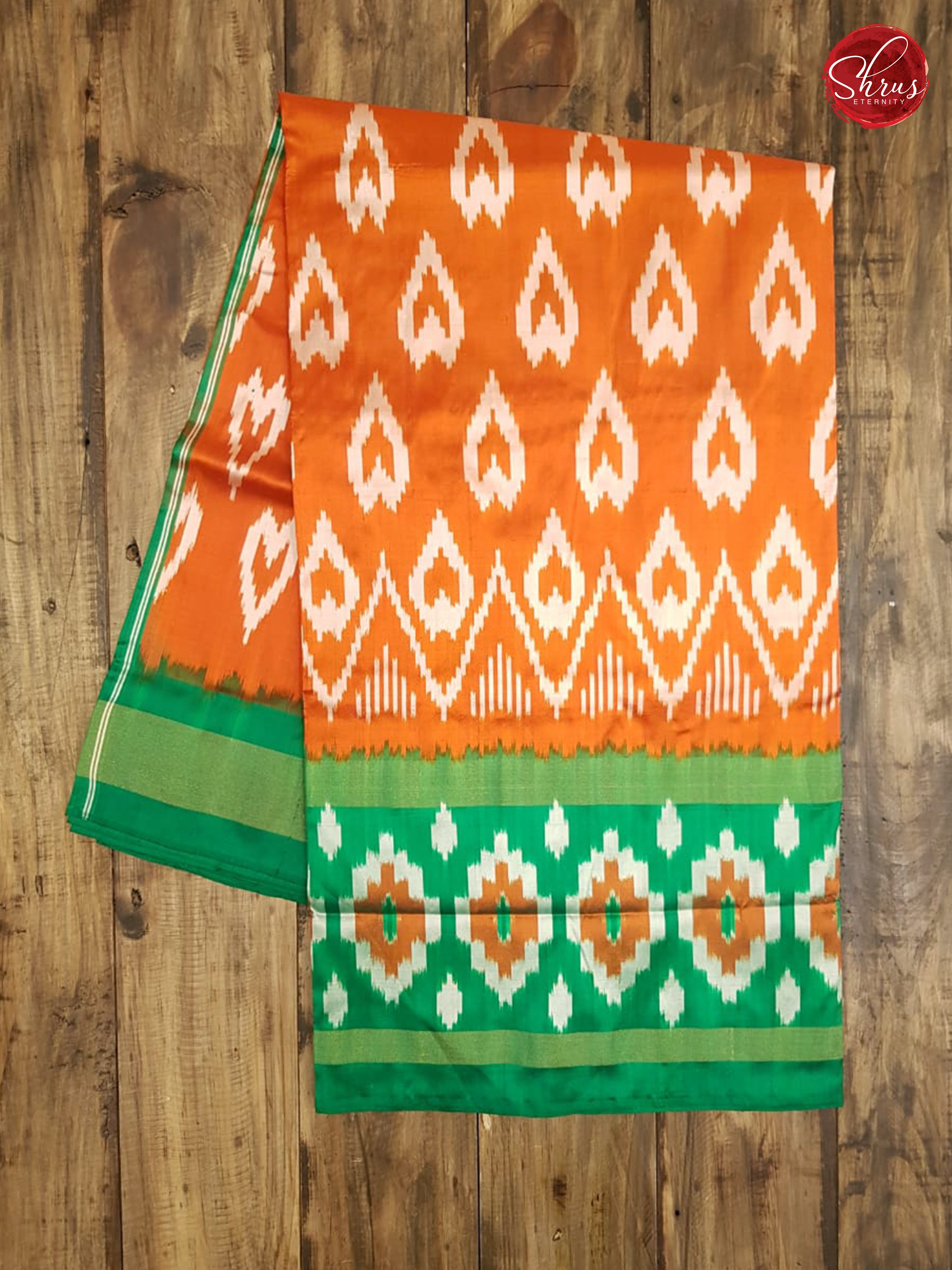 Orange & Green - Ikkat Silk - Shop on ShrusEternity.com