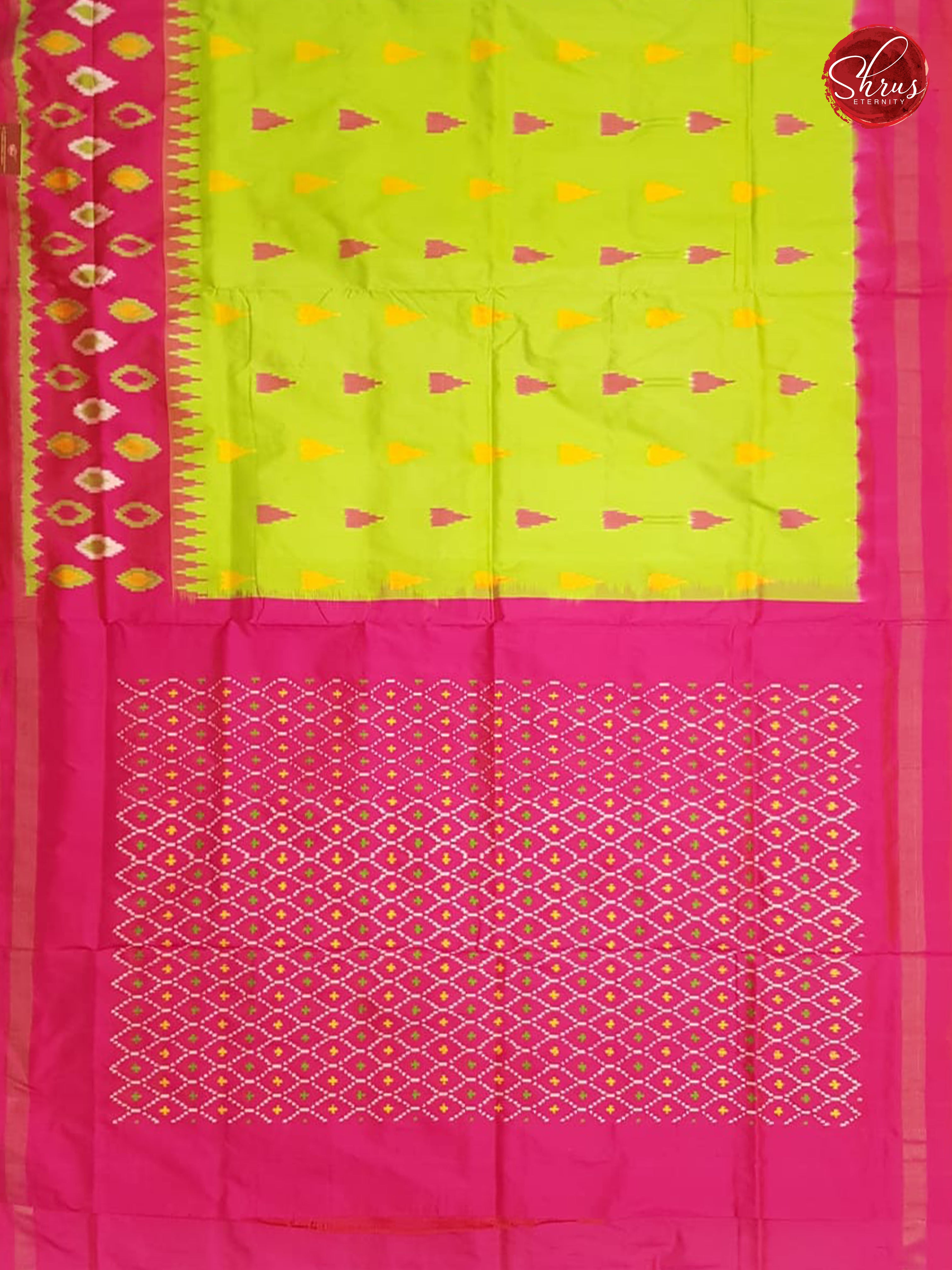 Parrot Green & Pink - Ikkat Silk - Shop on ShrusEternity.com