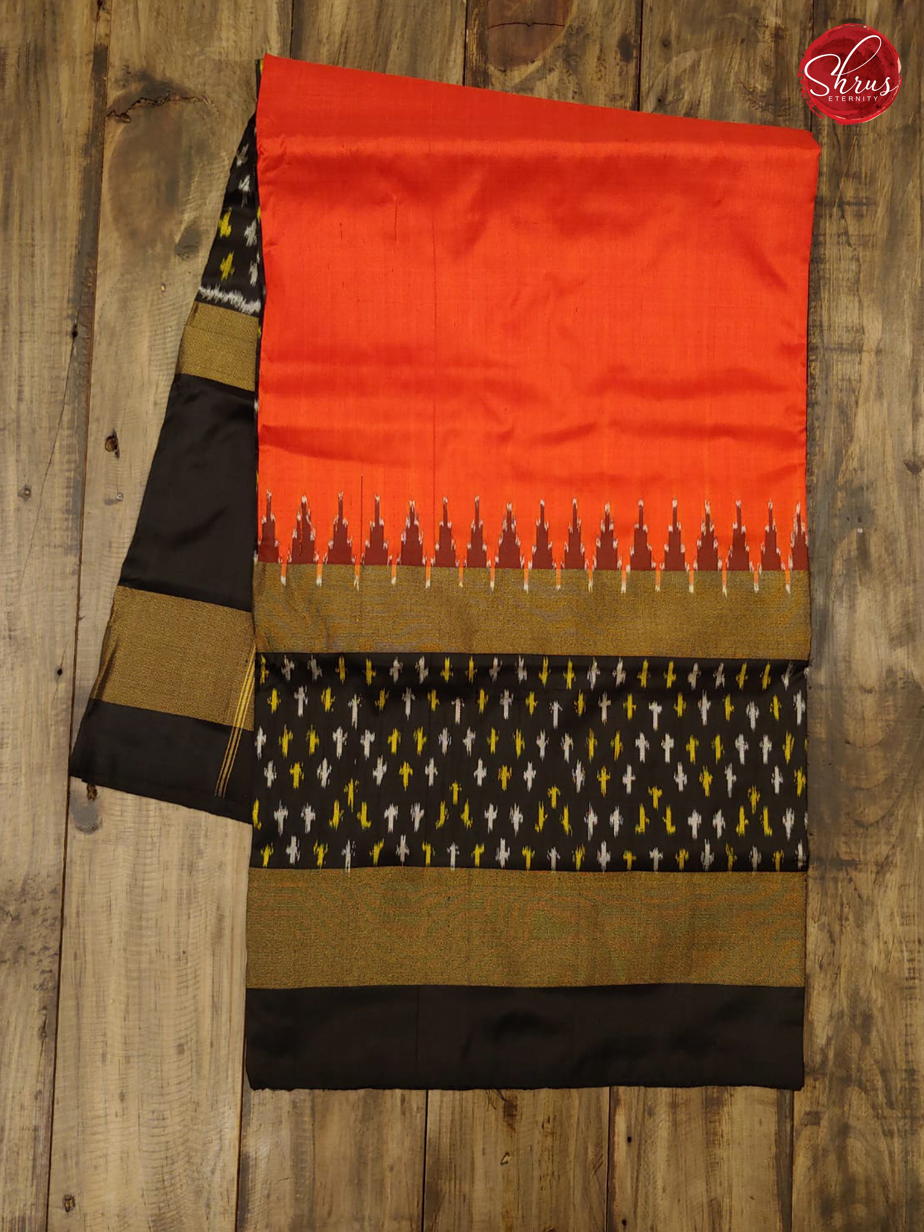 Orange & Black - Ikkat Silk - Shop on ShrusEternity.com