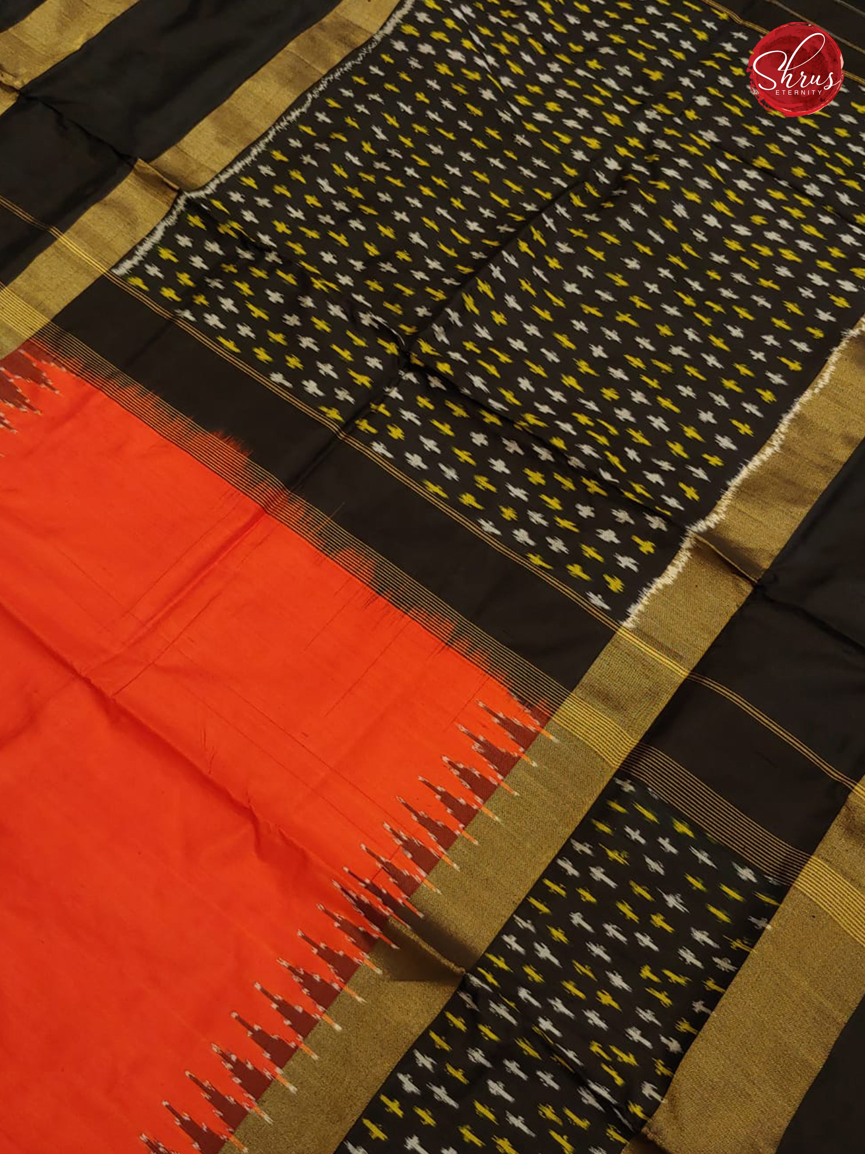 Orange & Black - Ikkat Silk - Shop on ShrusEternity.com