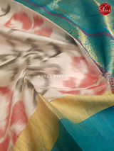 Cream & Teal Blue  - Soft Silk - Shop on ShrusEternity.com