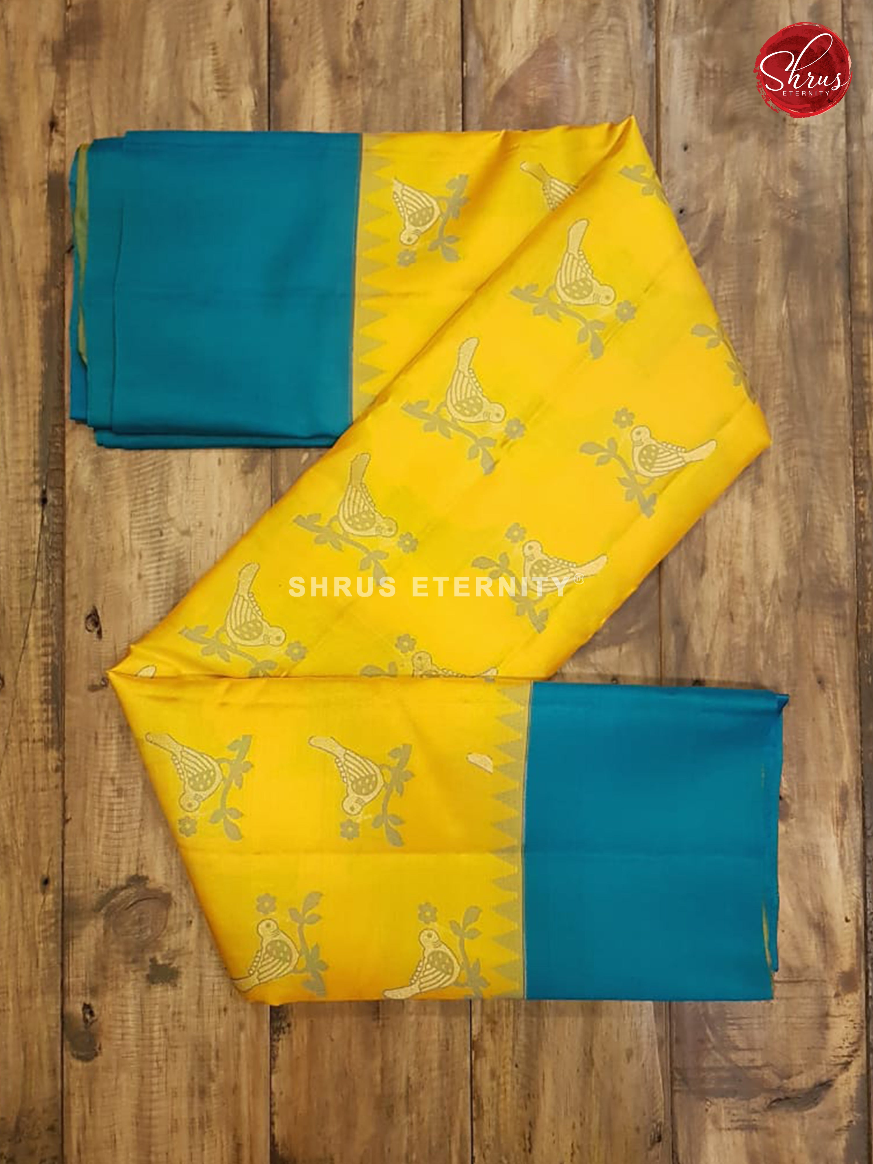 Yellow & Teal Blue   - Soft Silk - Shop on ShrusEternity.com