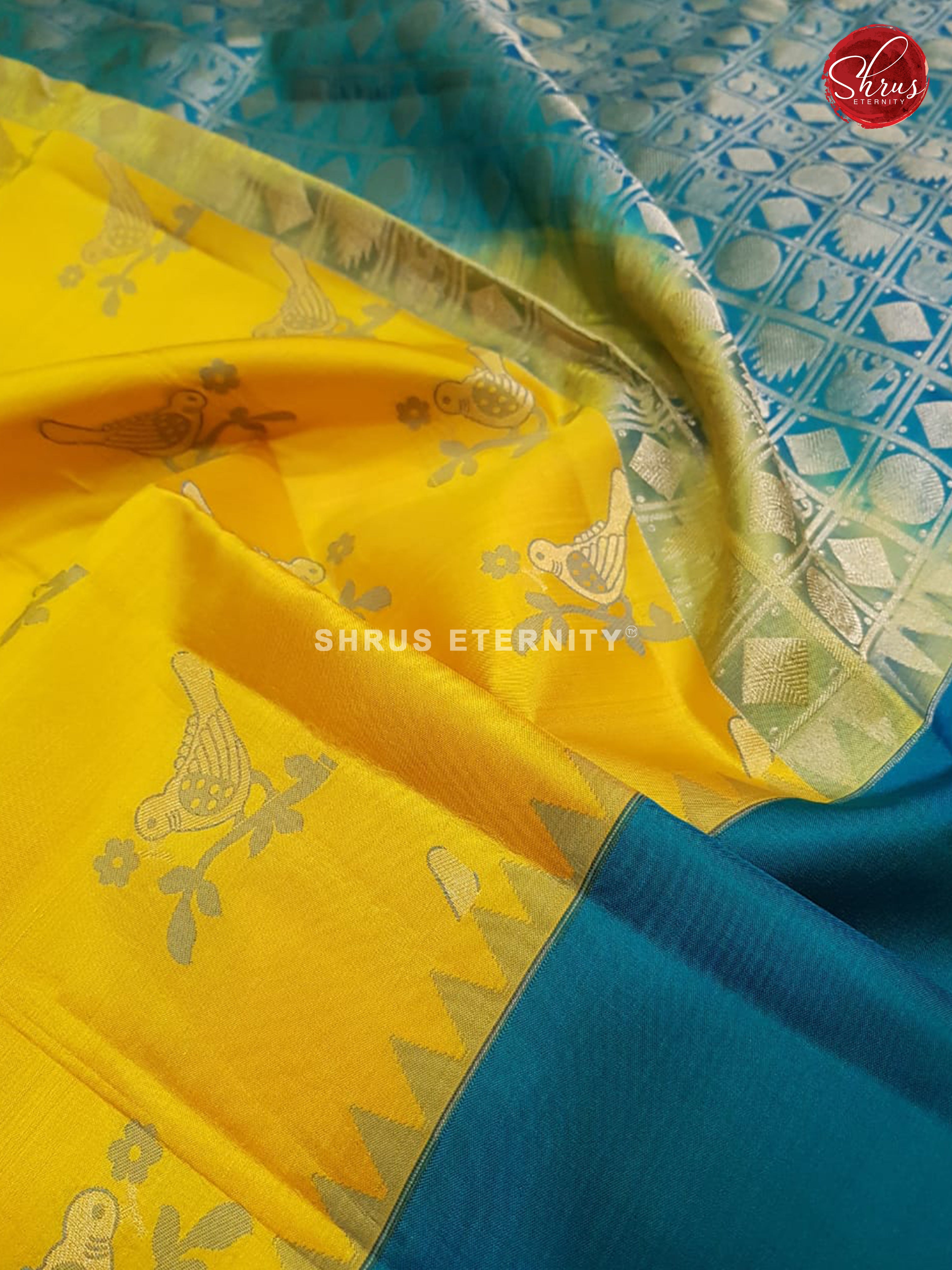 Yellow & Teal Blue   - Soft Silk - Shop on ShrusEternity.com