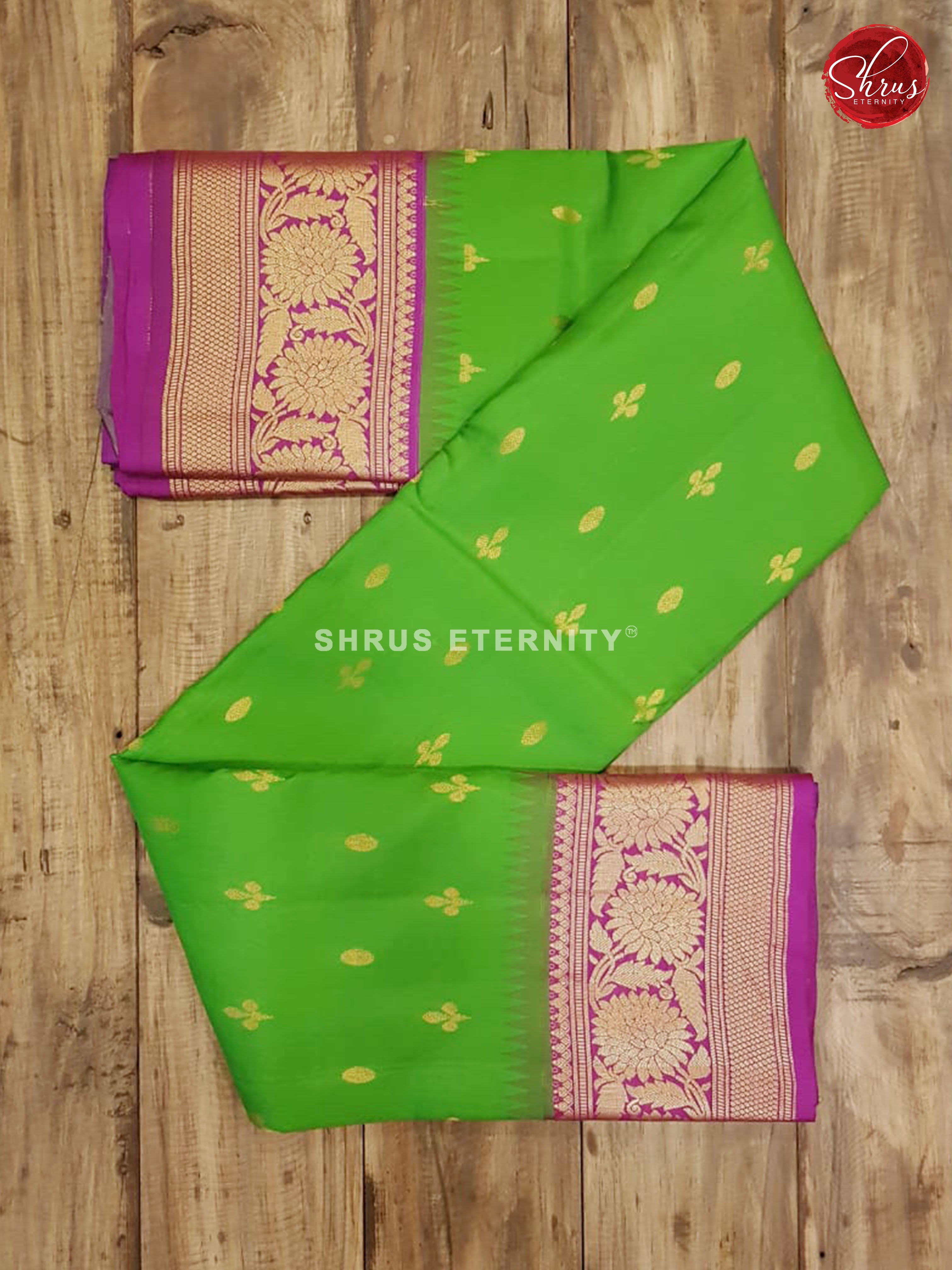 Parrot Green & Purple  - Kanchipuram Silks - Shop on ShrusEternity.com