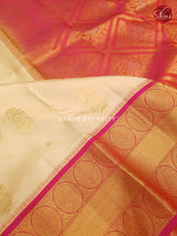 Creamish & Pink - Kanchipuram Silk - Shop on ShrusEternity.com
