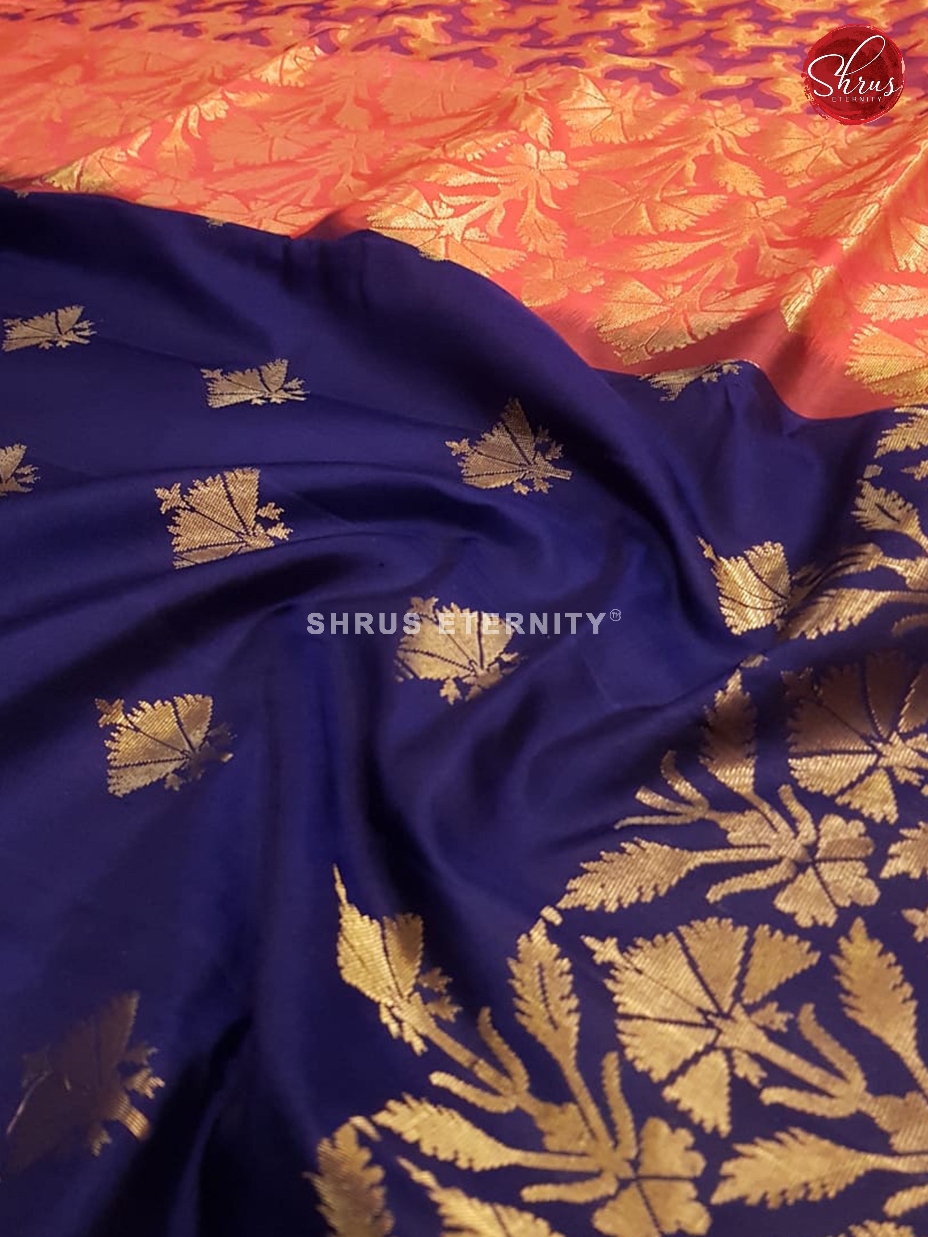 Blue & Orangish Pink  - Soft Silk - Shop on ShrusEternity.com