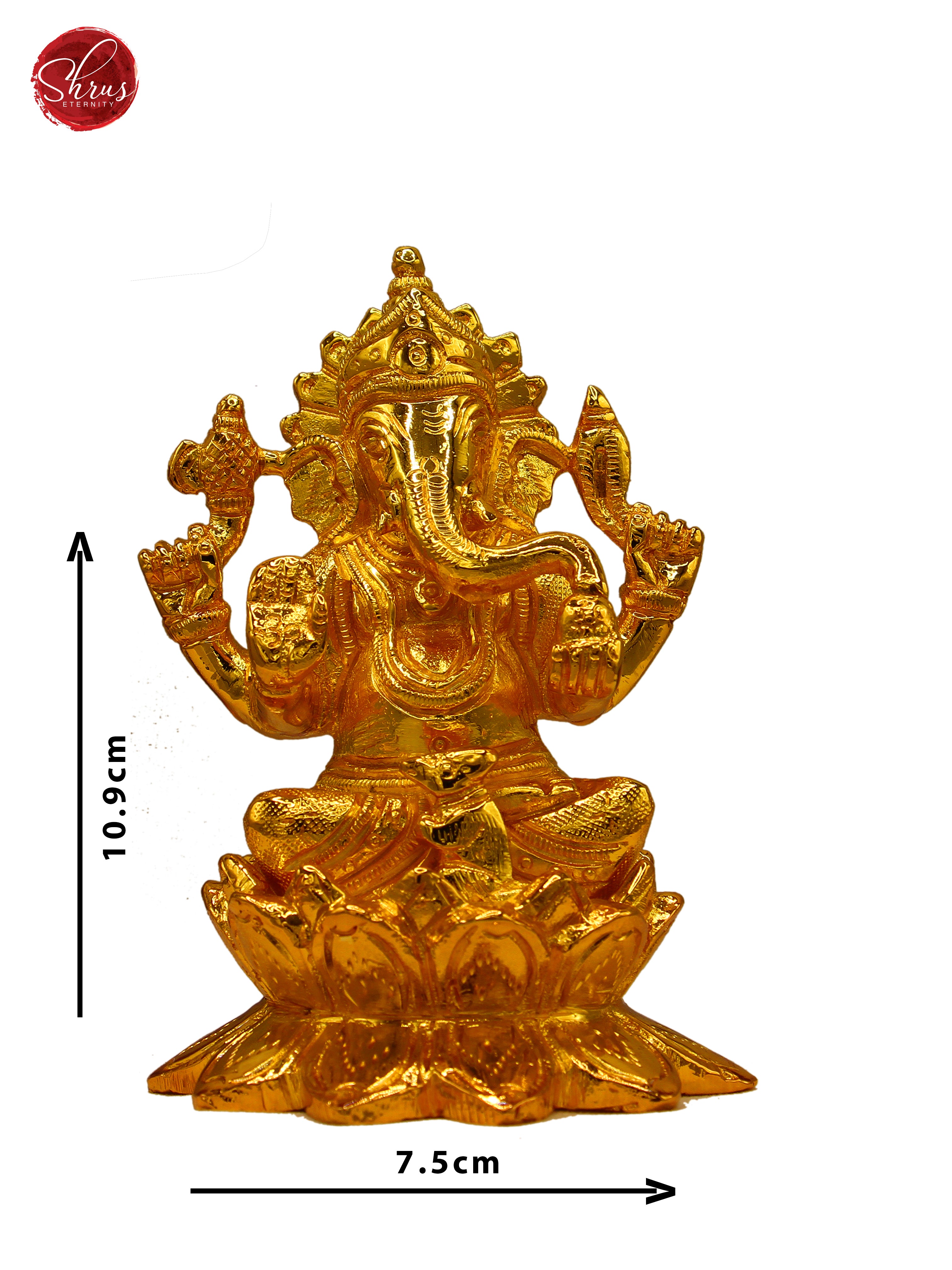 24 kt Gold Coated- Lotus Ganesha - Shop on ShrusEternity.com