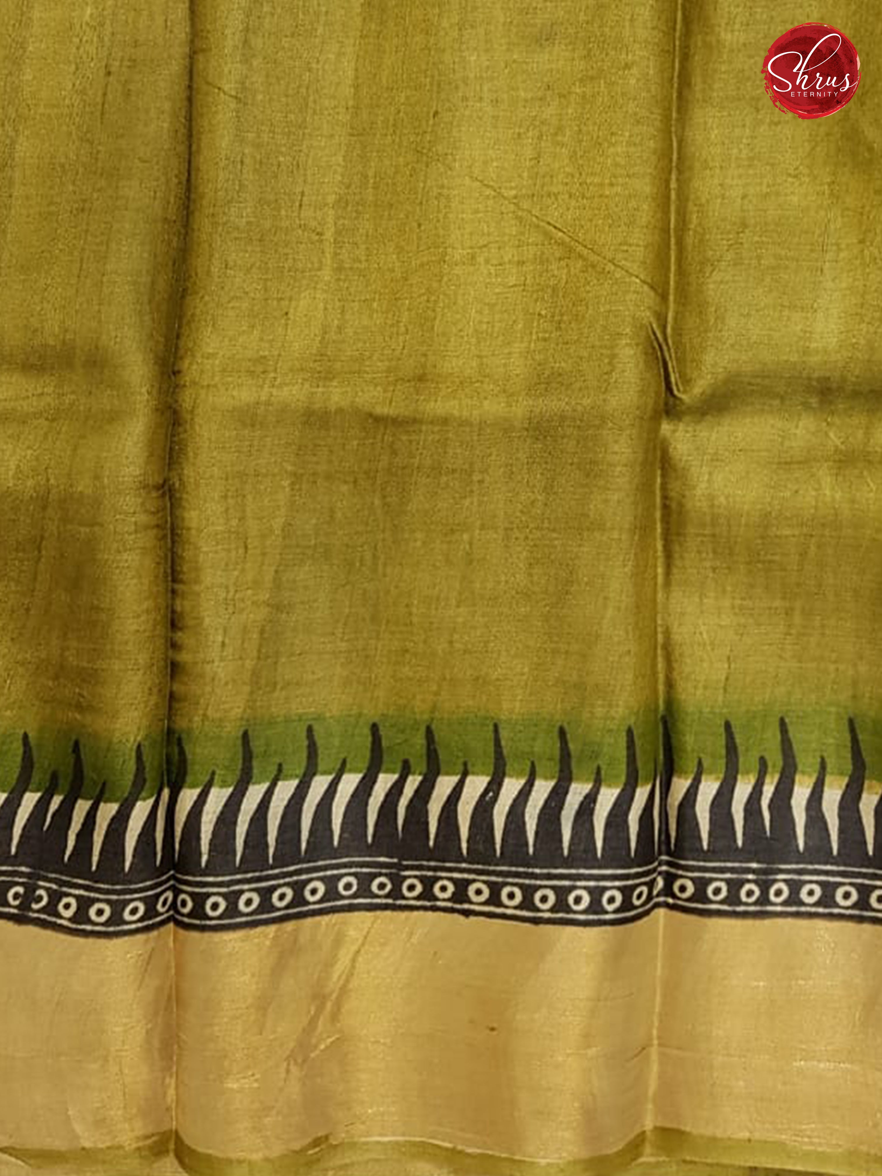 Green & Beige - Tussar with Hand Paint - Shop on ShrusEternity.com
