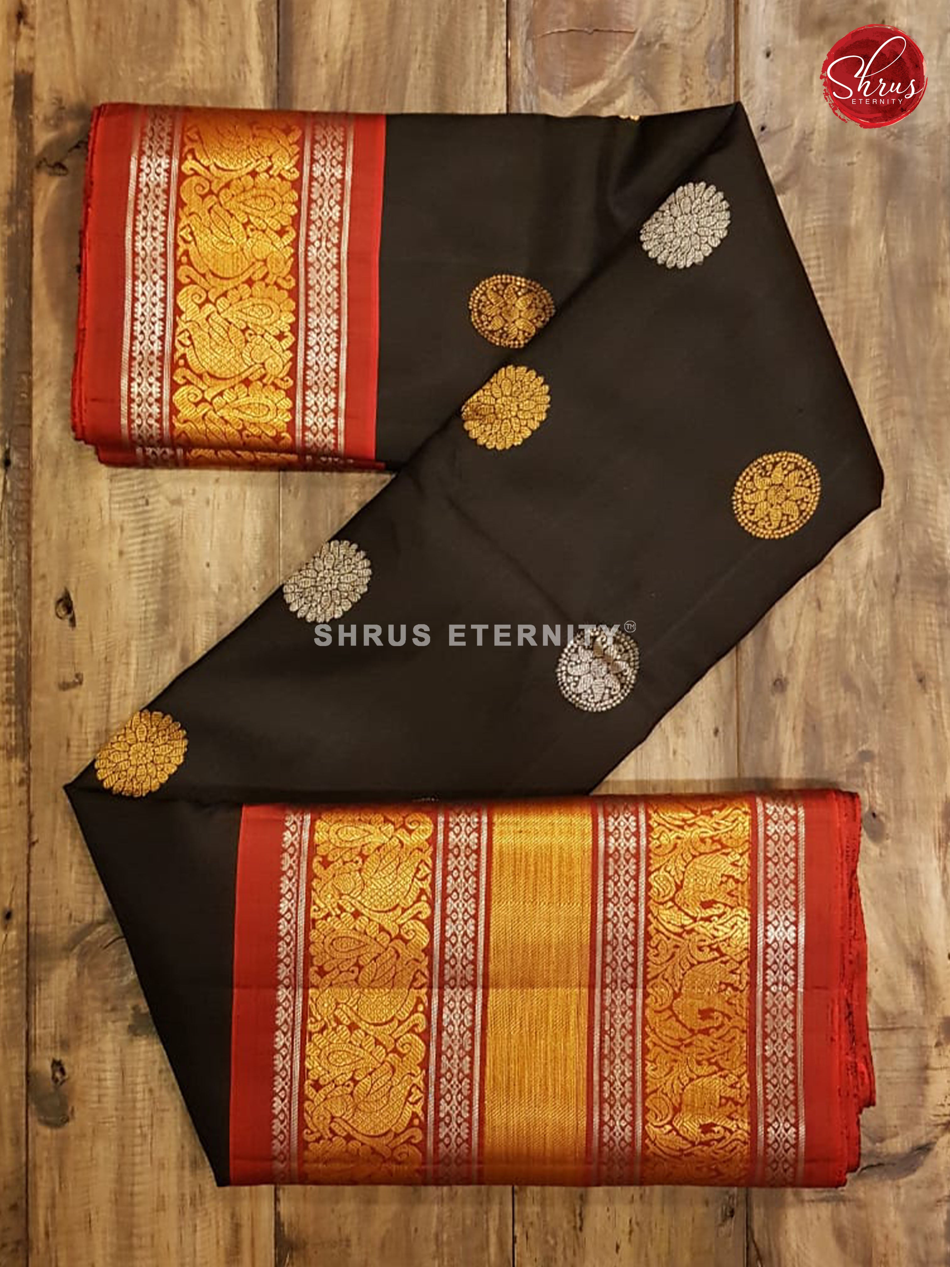 Black & Maroon  - Gadwal Silk - Shop on ShrusEternity.com