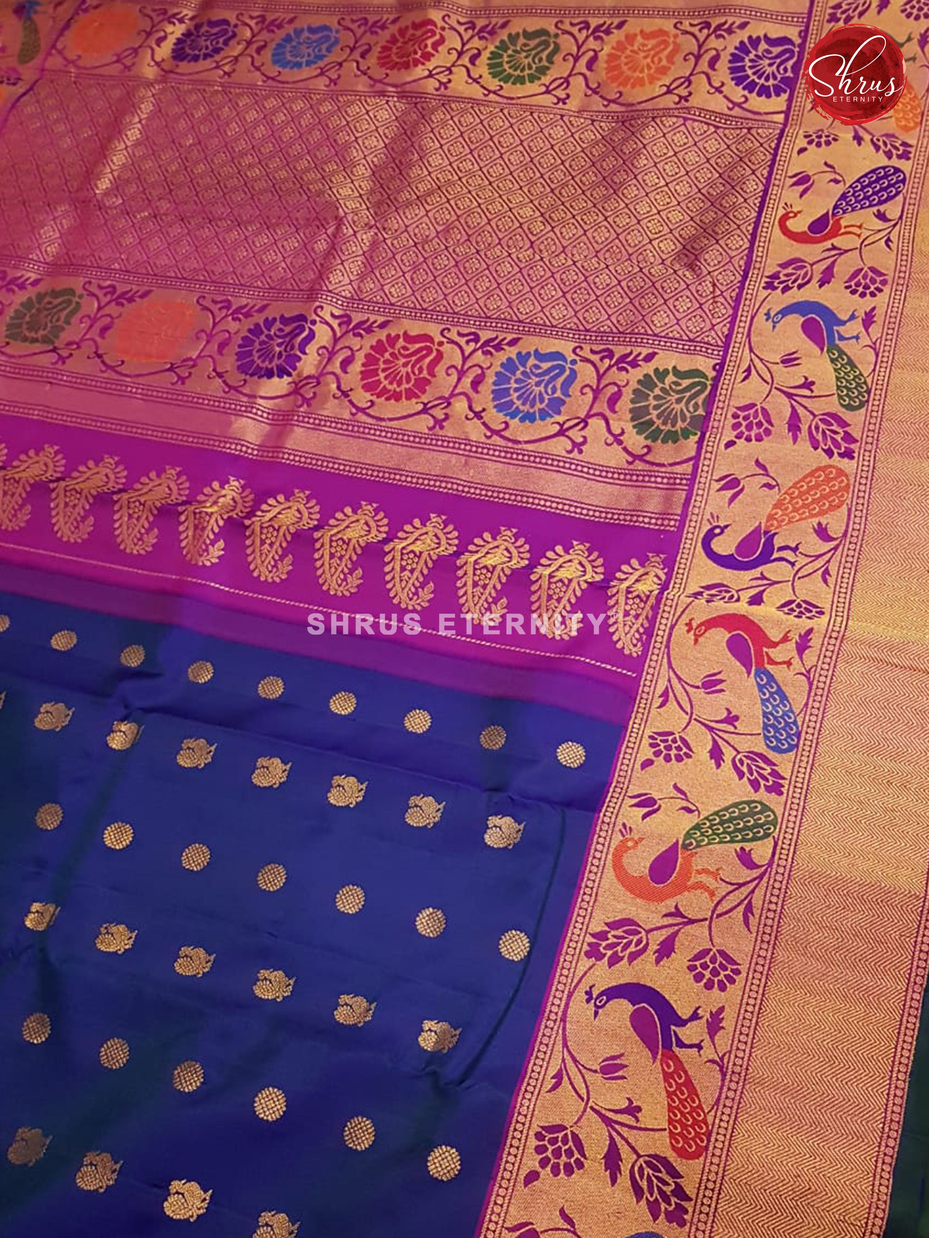 Blue & Purple - Gadwal Silk - Shop on ShrusEternity.com