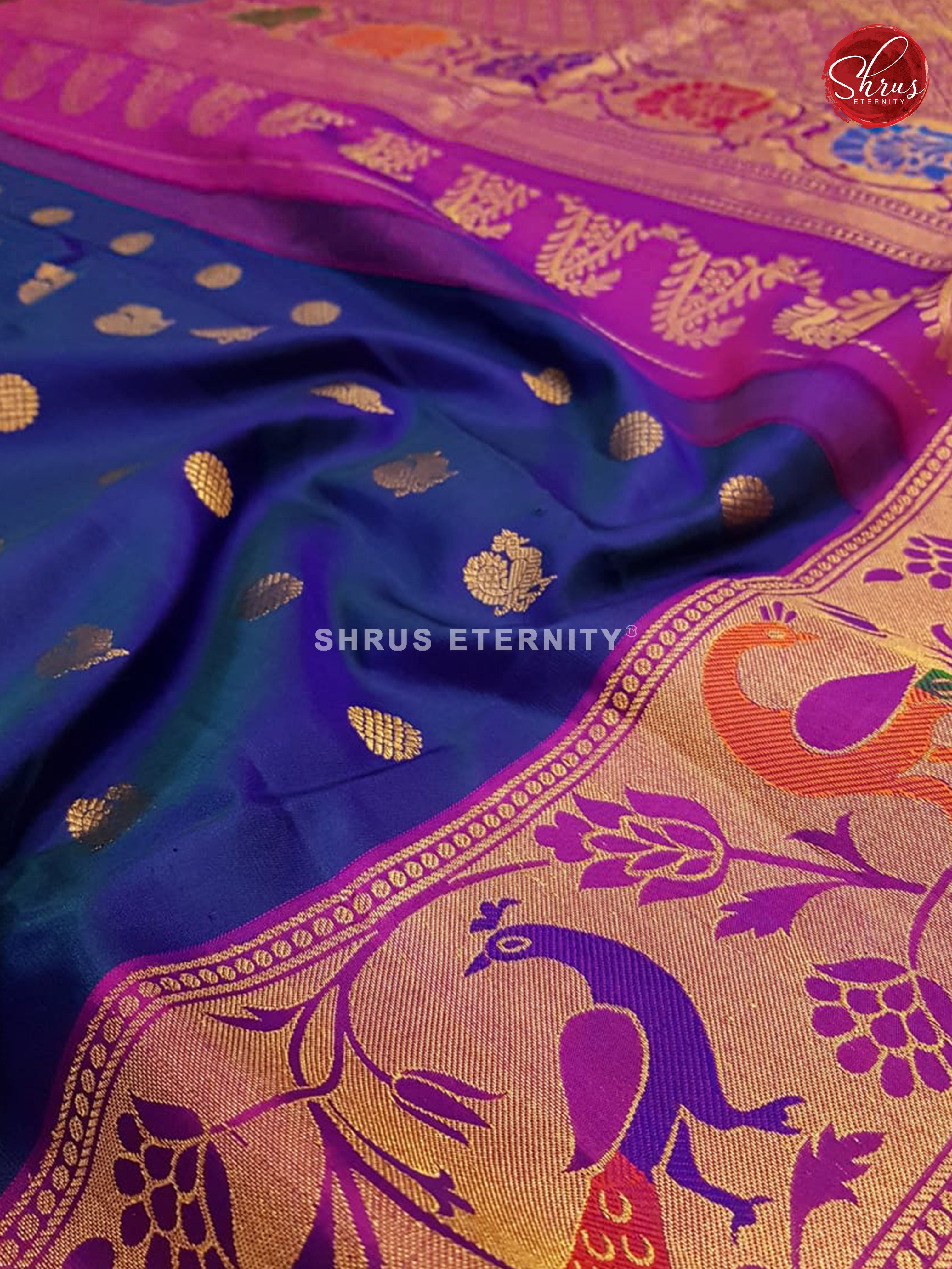 Blue & Purple - Gadwal Silk - Shop on ShrusEternity.com