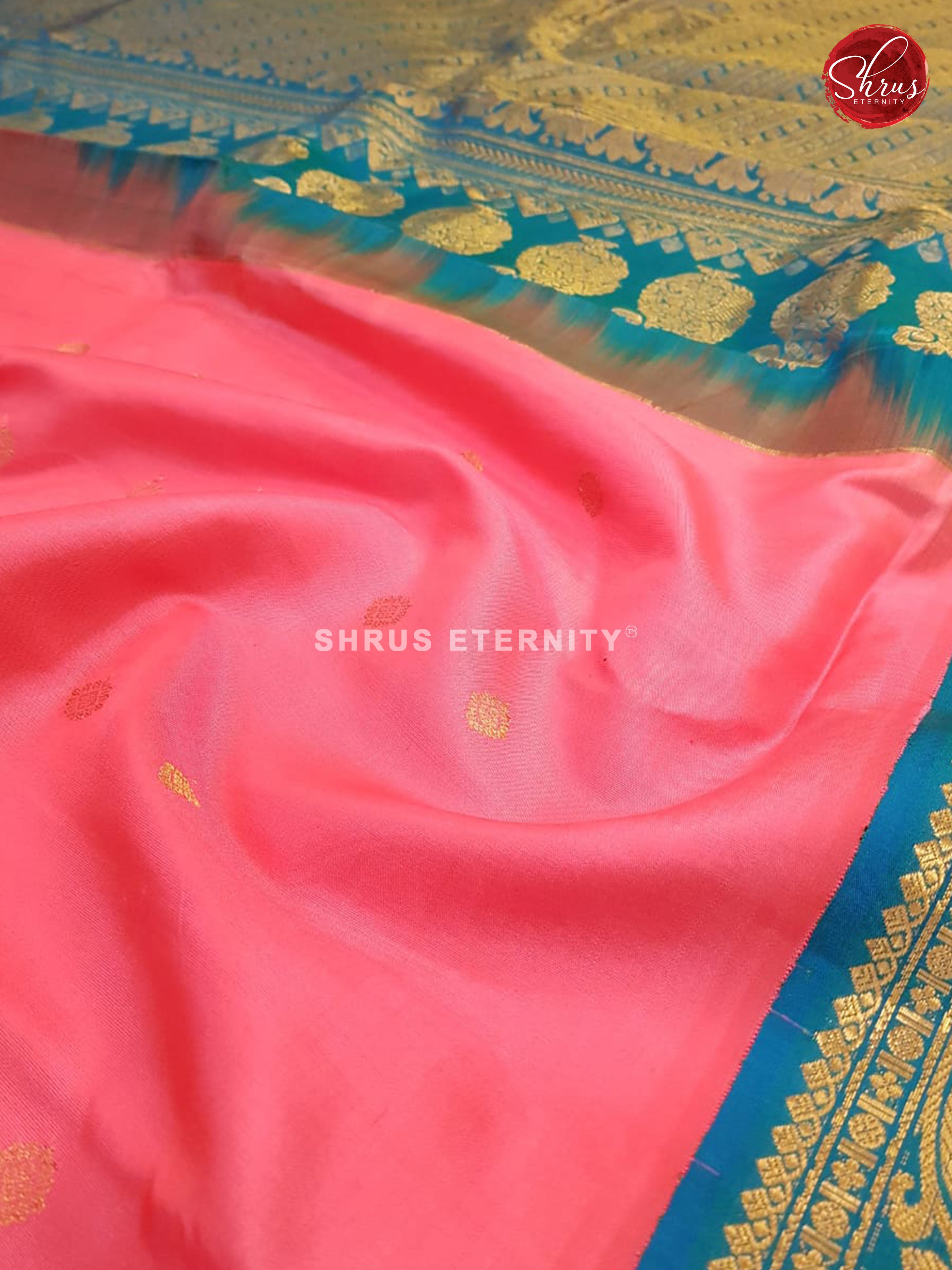 Shocking Pink & Dark Teal Blue  - Gadwal Silk - Shop on ShrusEternity.com