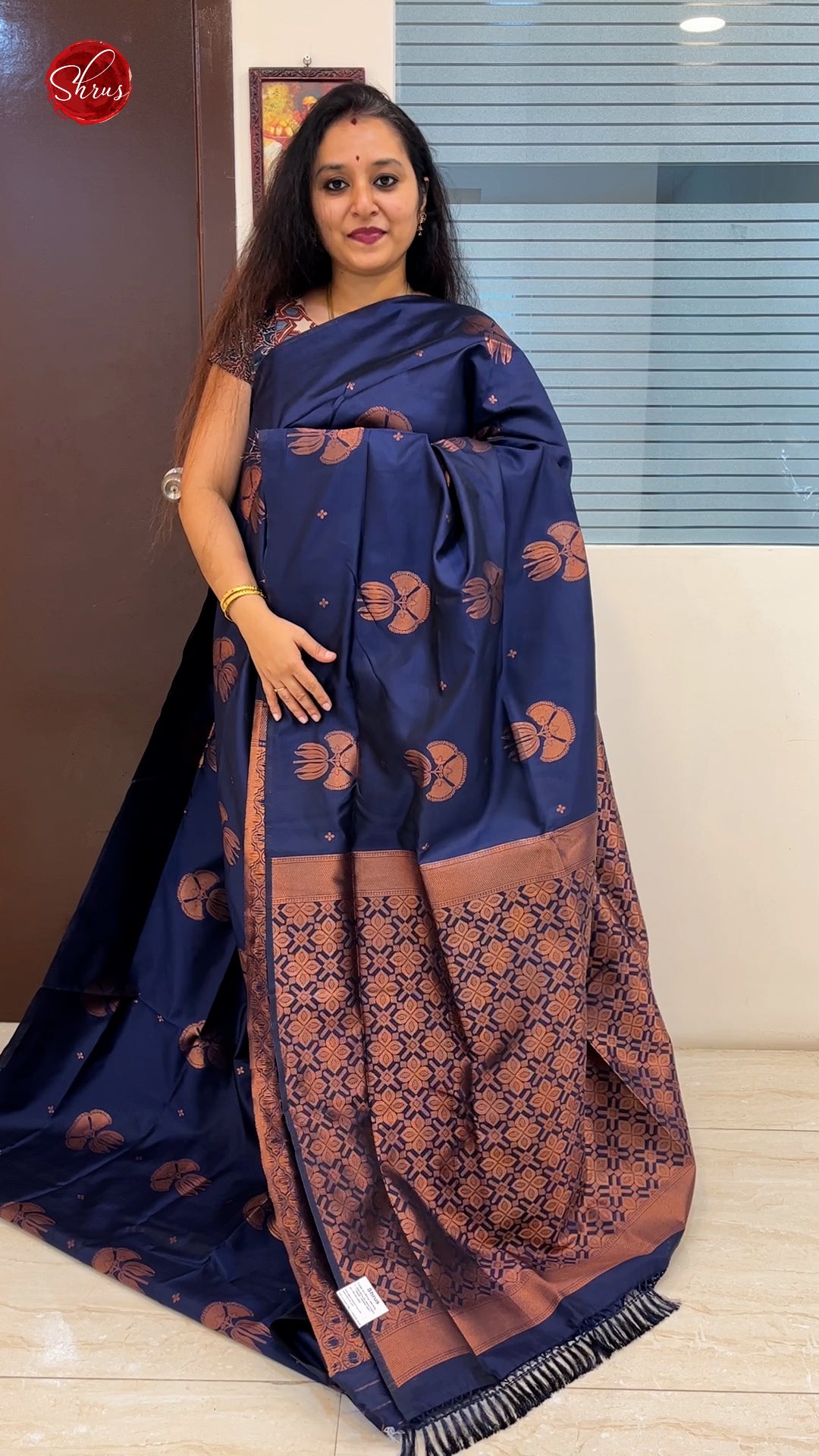 Blue - Semi Softsilk Saree - Shop on ShrusEternity.com